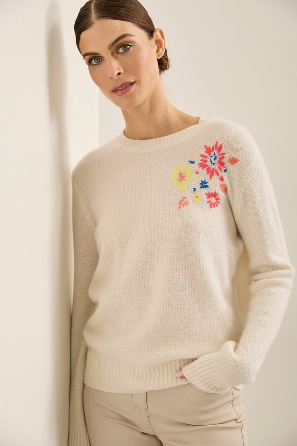 Cashmere sweater with embroide