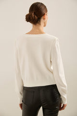 Cropped sweater with puffy sle
