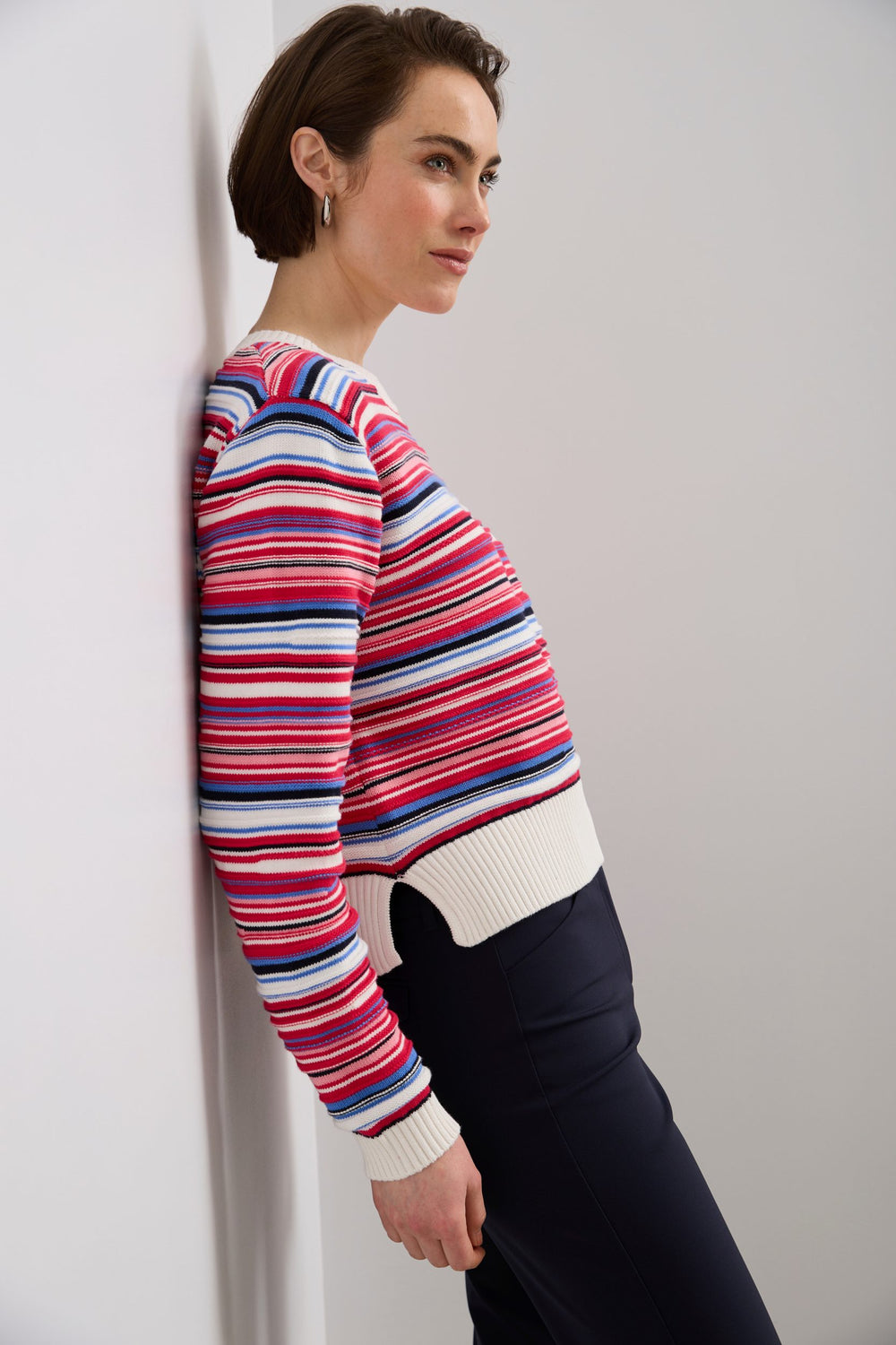 Pull ample multicolore à col rond