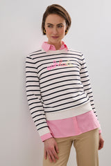 Striped sweater with beading
