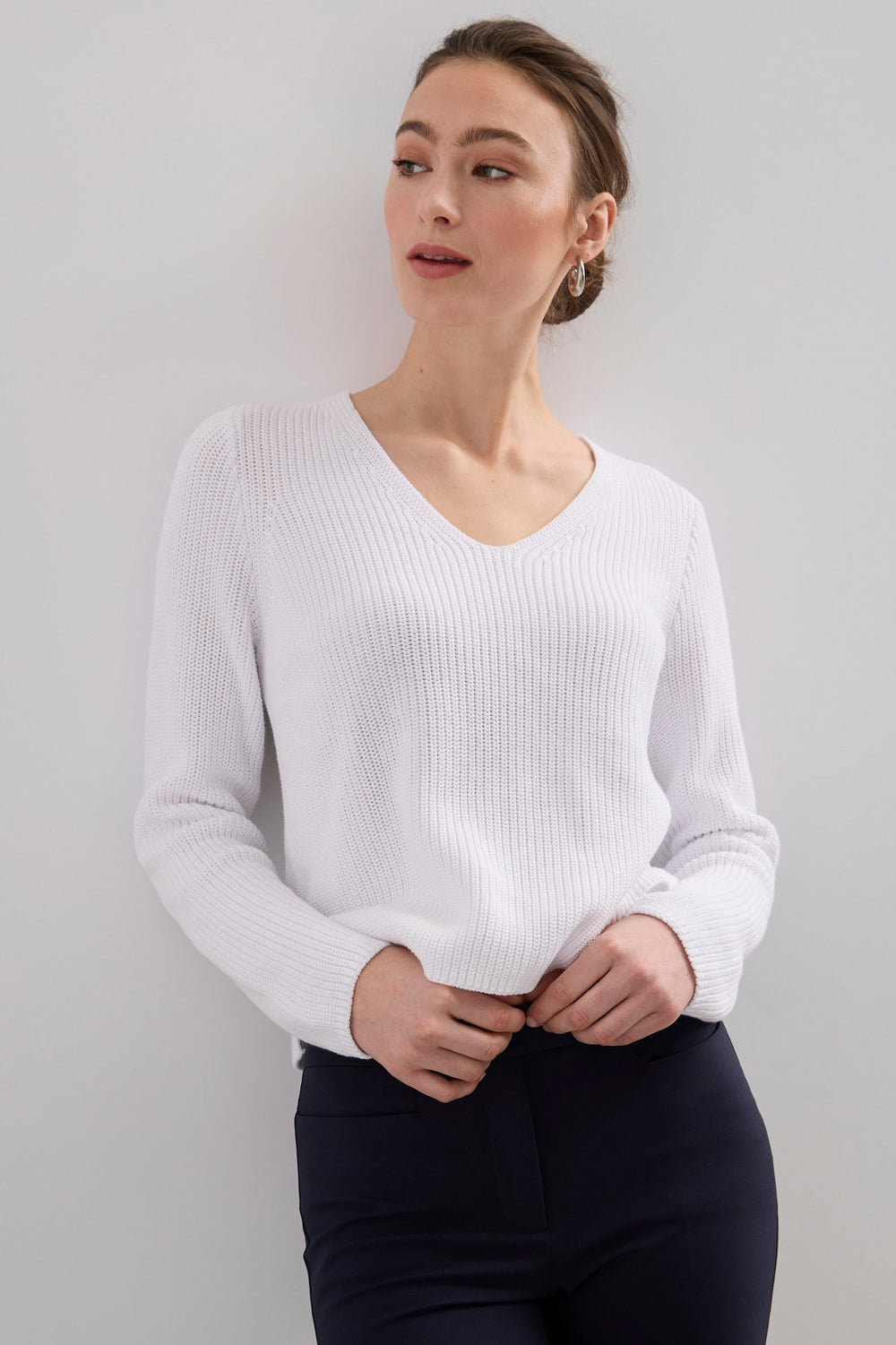 Pull côtelé à encolure dégagée