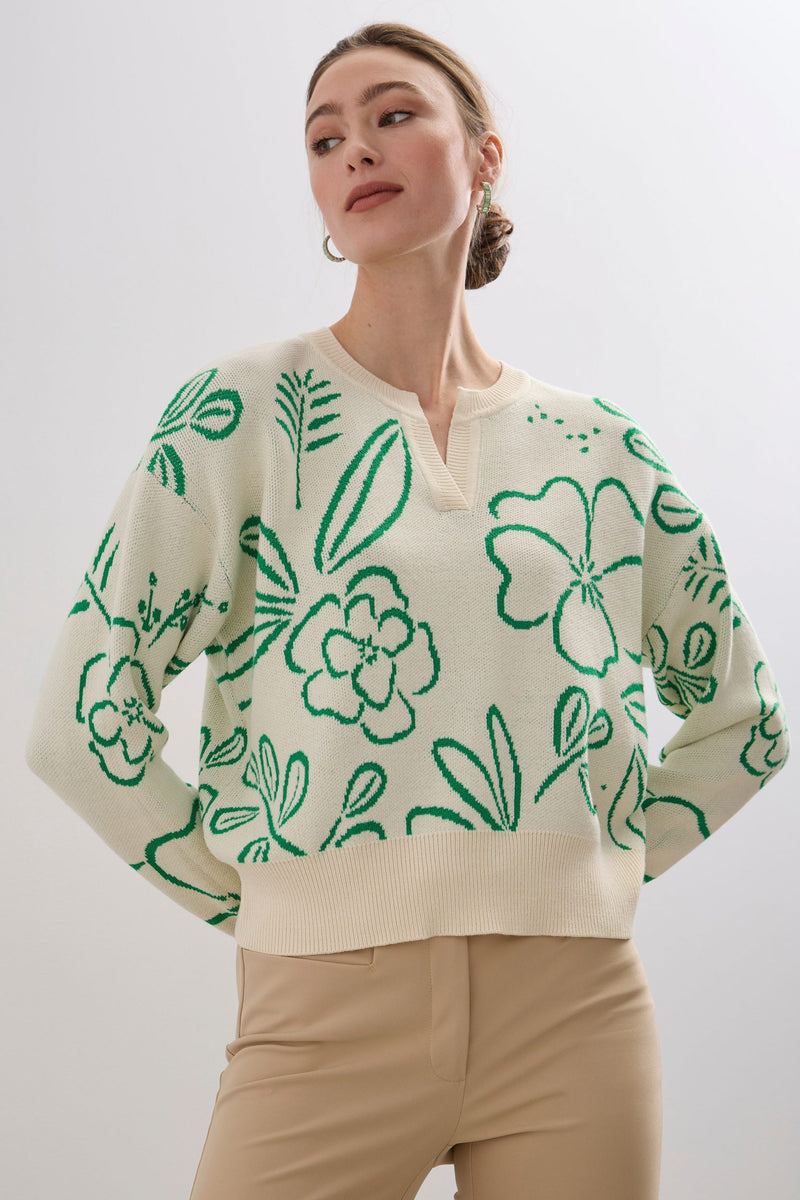 Floral jacquard hotsell sweater