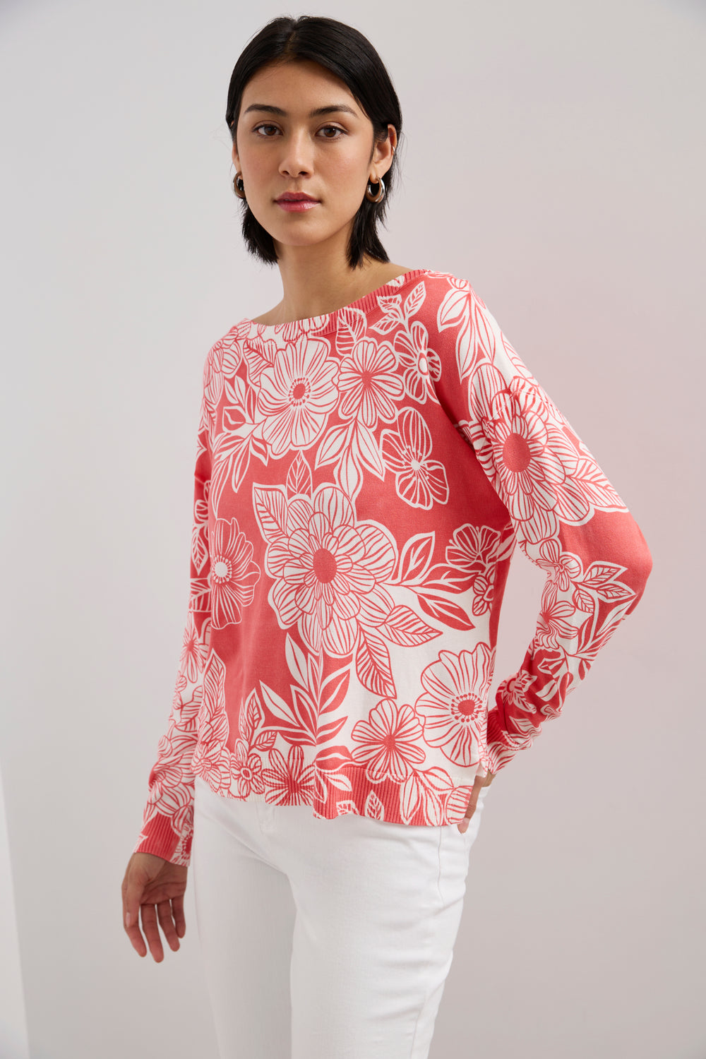 Pull à imprimé floral