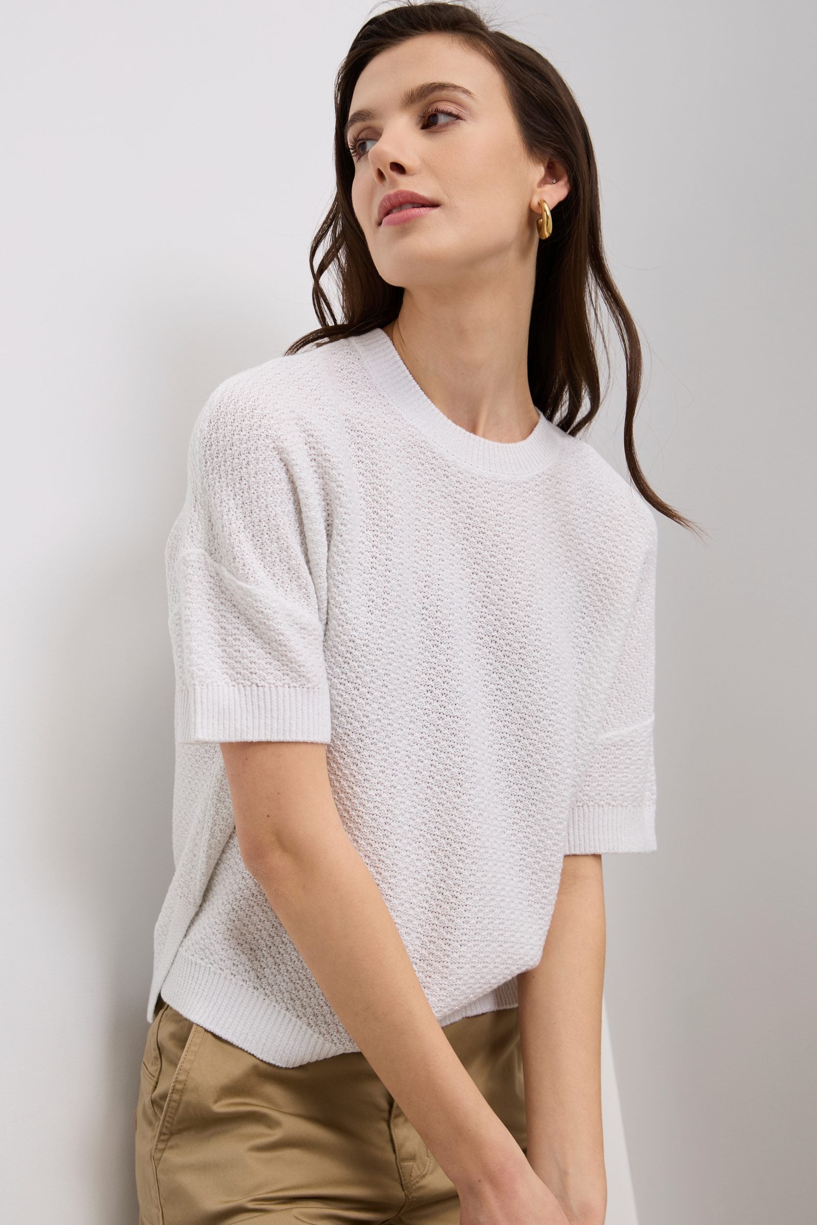Pull texturé à manches courtes