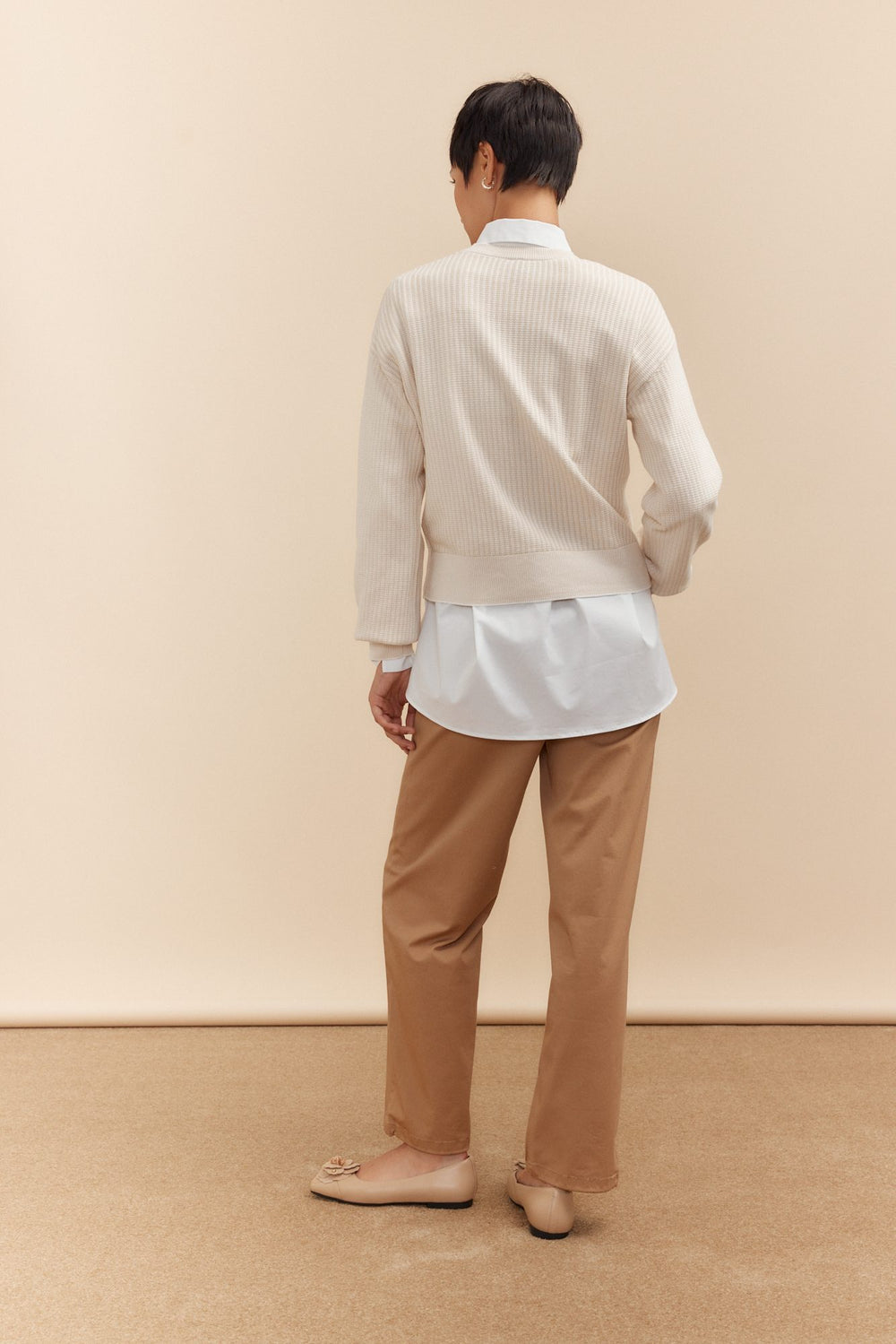 Pull col rond à manches bouffantes