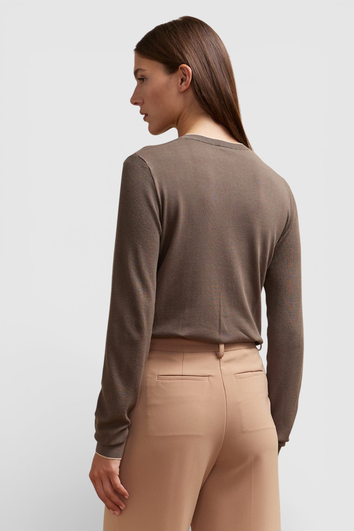 Henley collar sweater with lurex detail