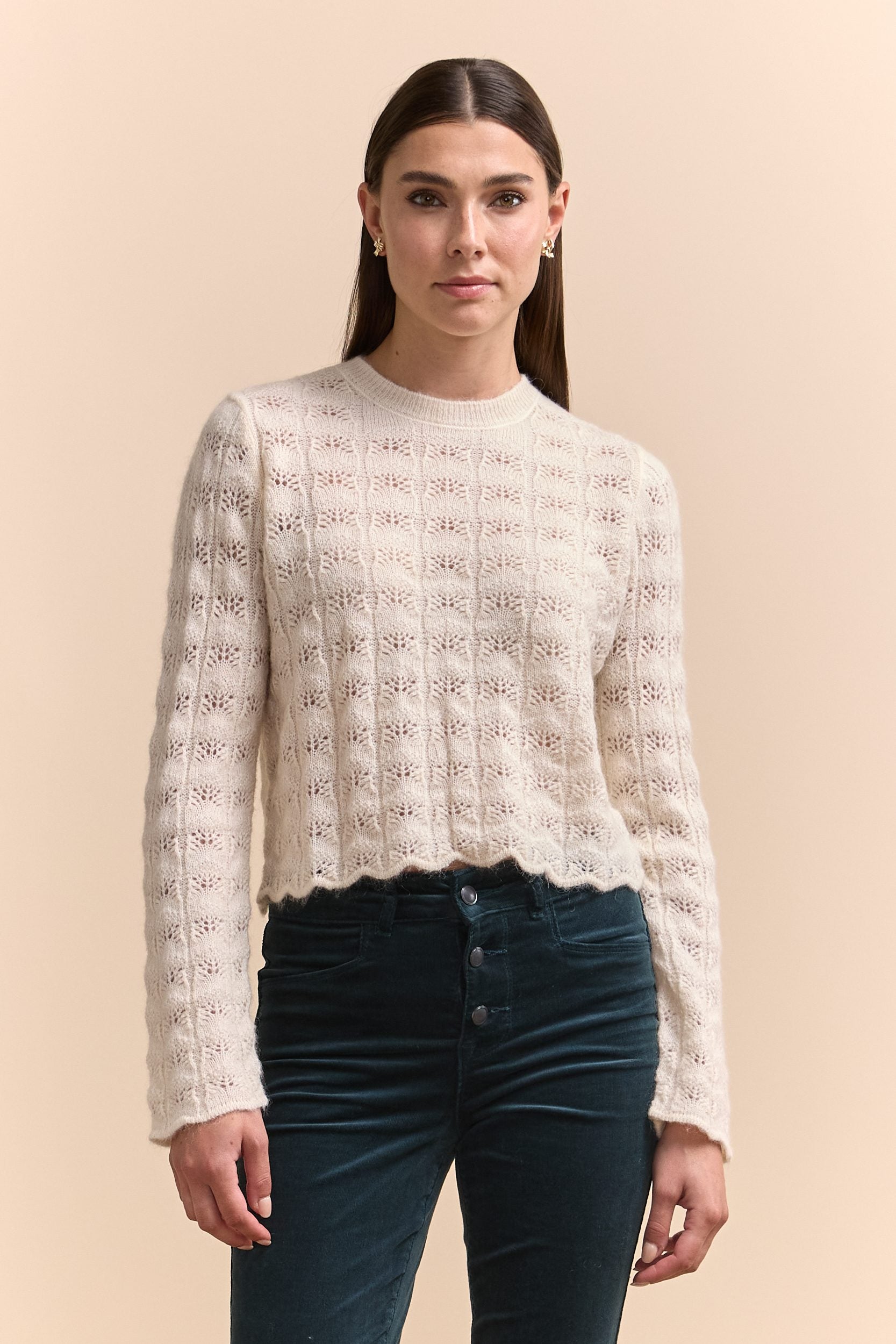 Pull texturé à col rond