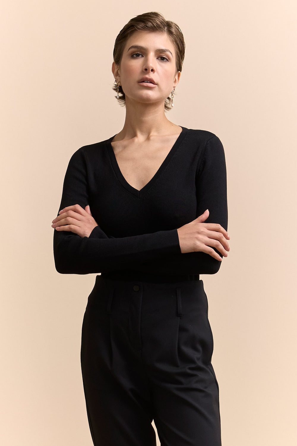 Pull côtelé à dos en dentelle