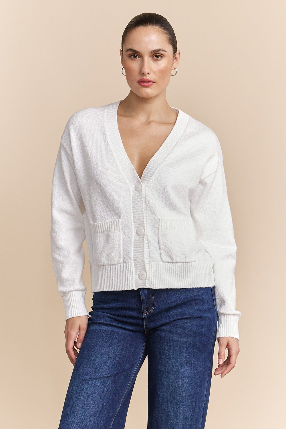 Cardigan ample en cotton bouclé