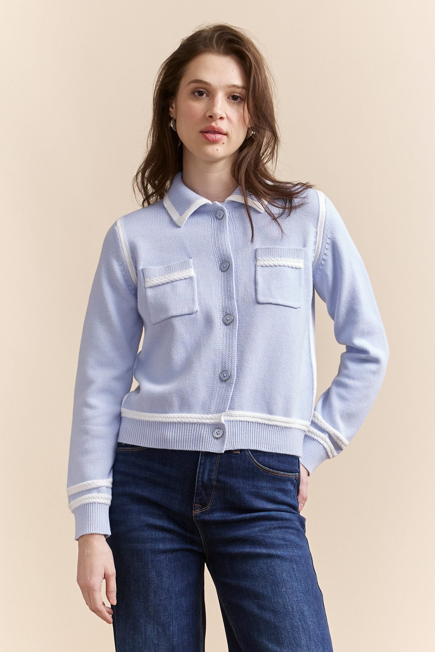 Cardigan col en pointes