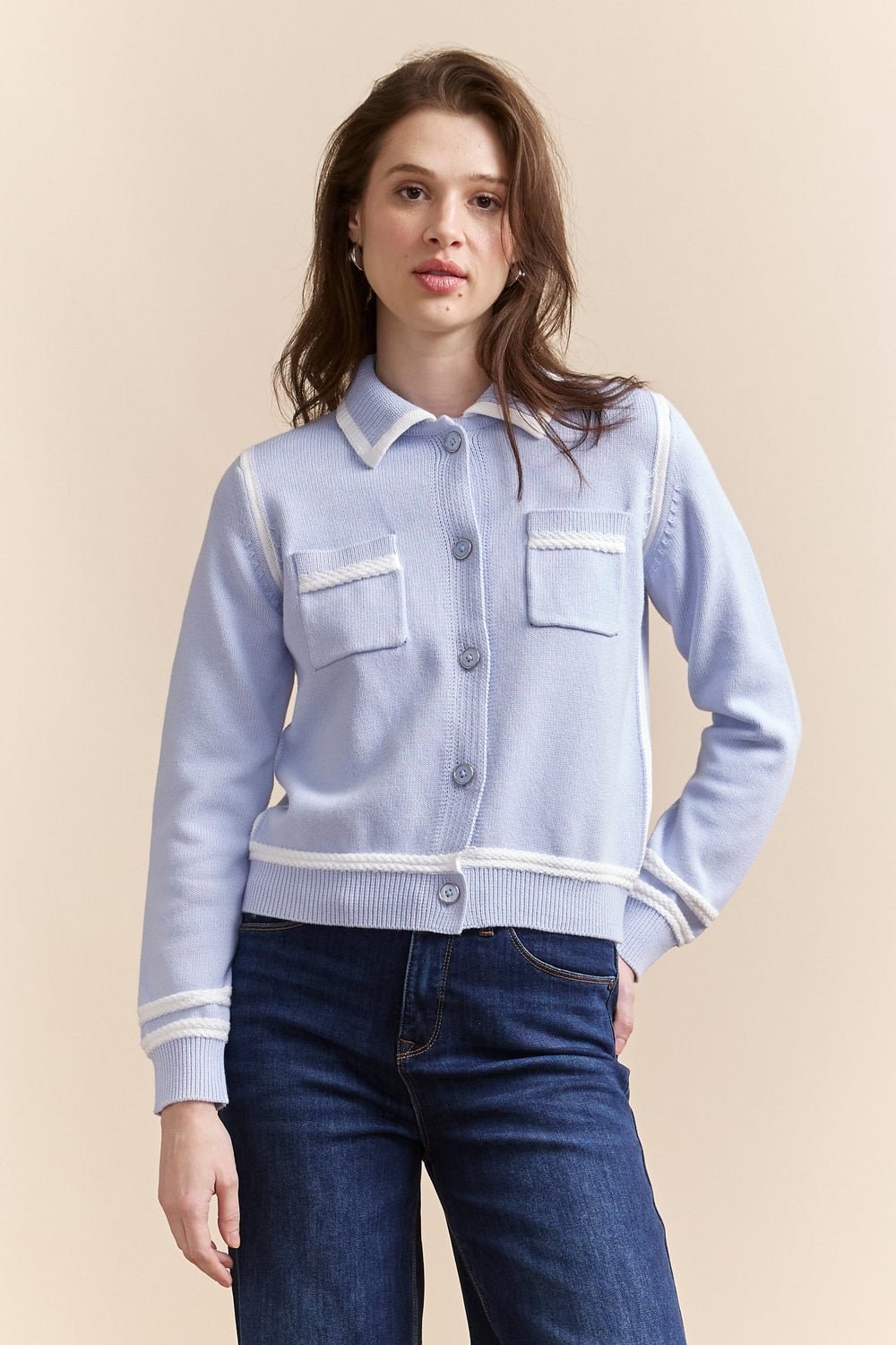 Cardigan col en pointes