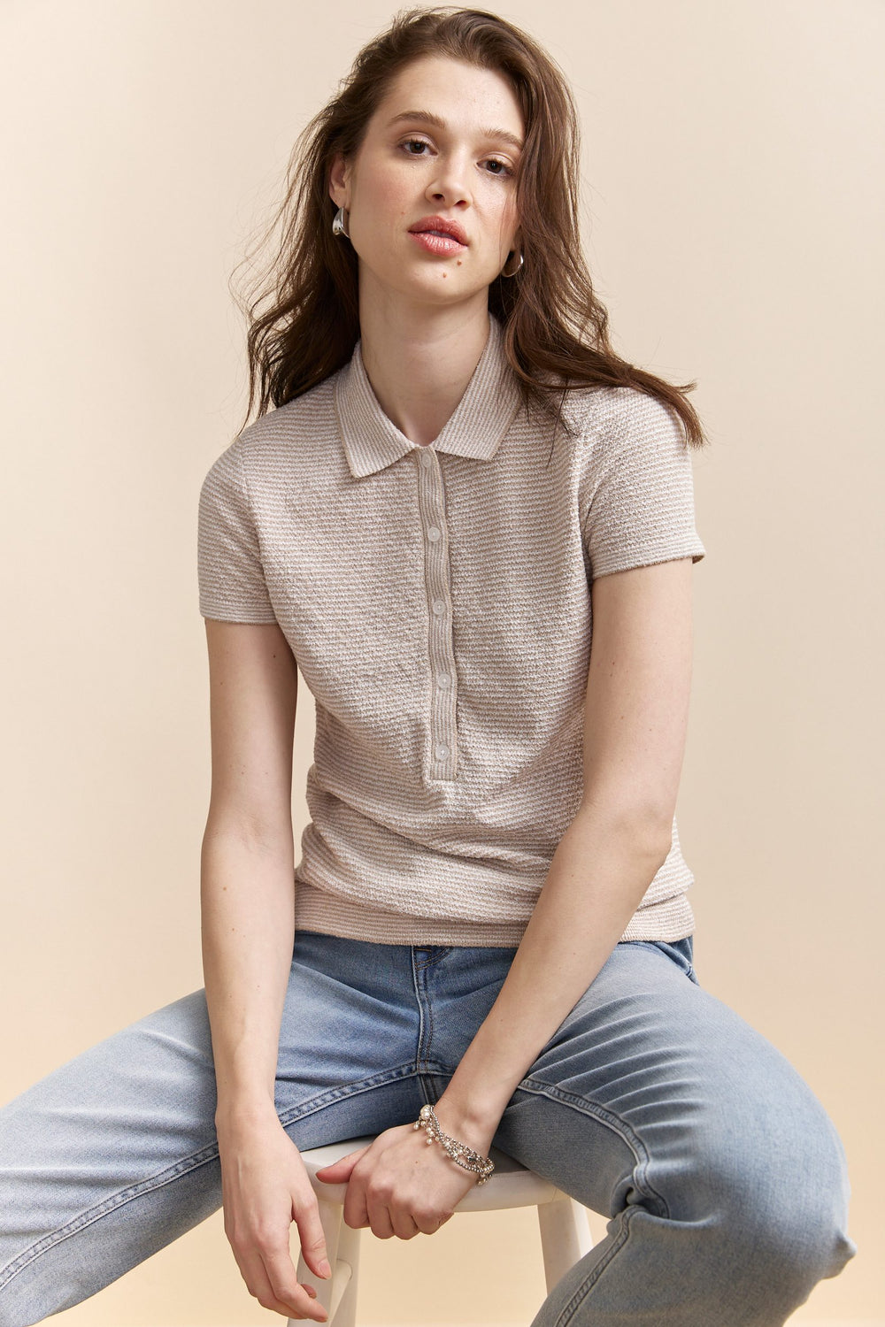 Polo en maille texturée