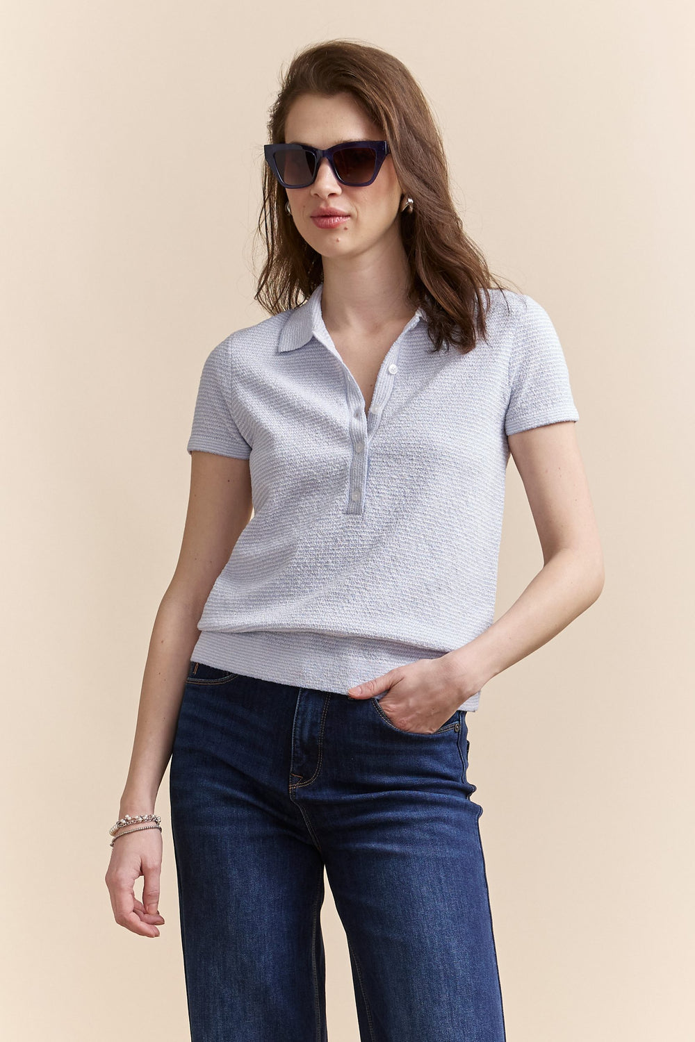 Polo en maille texturée