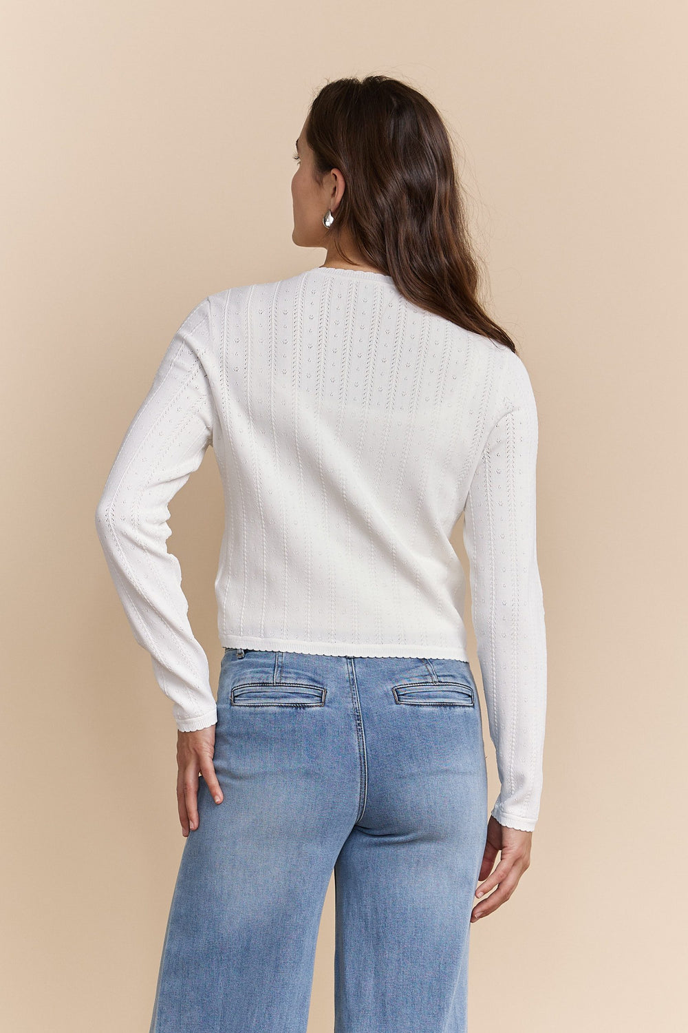 Pointelle knit cardigan