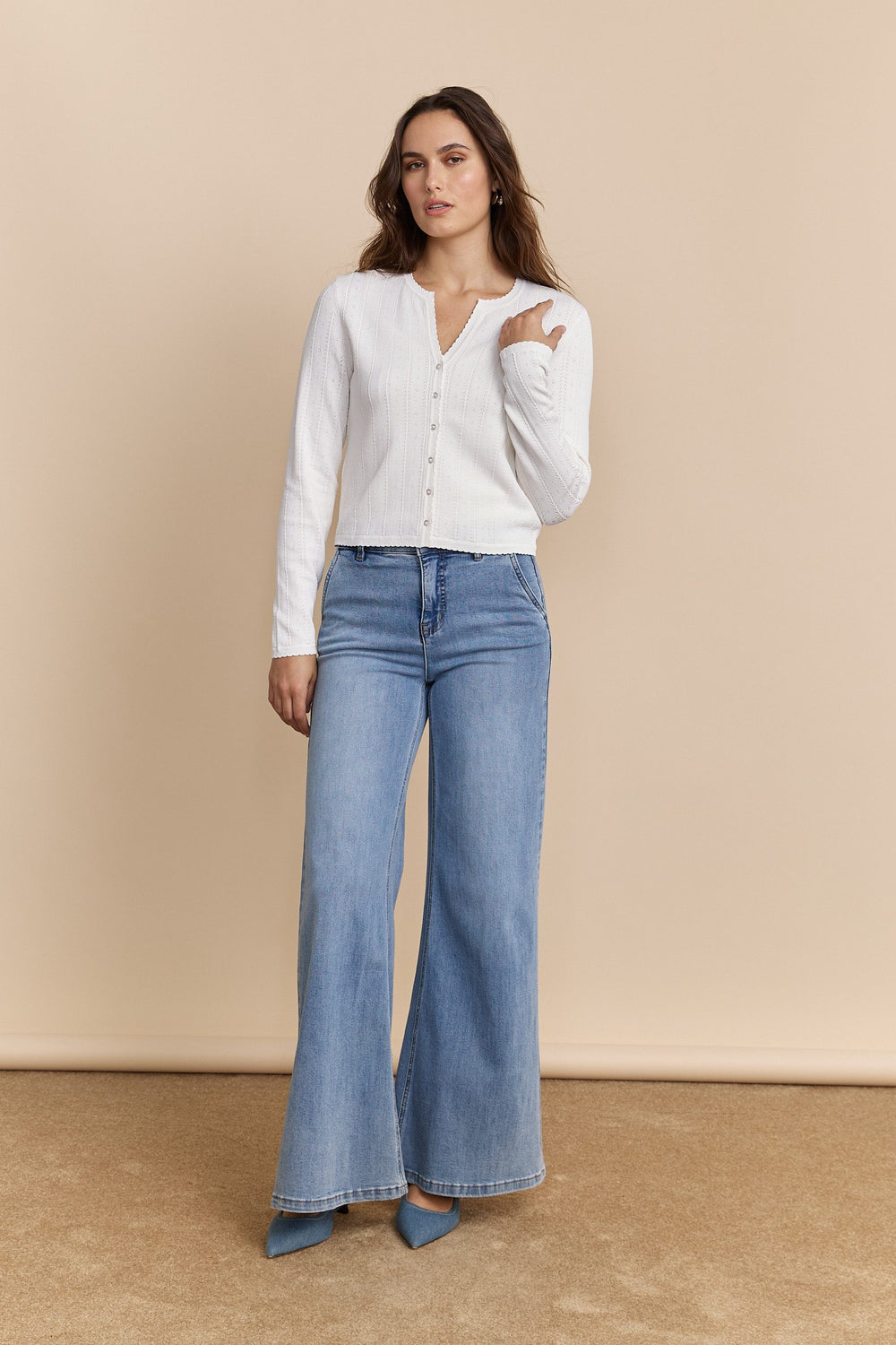 Pointelle knit cardigan