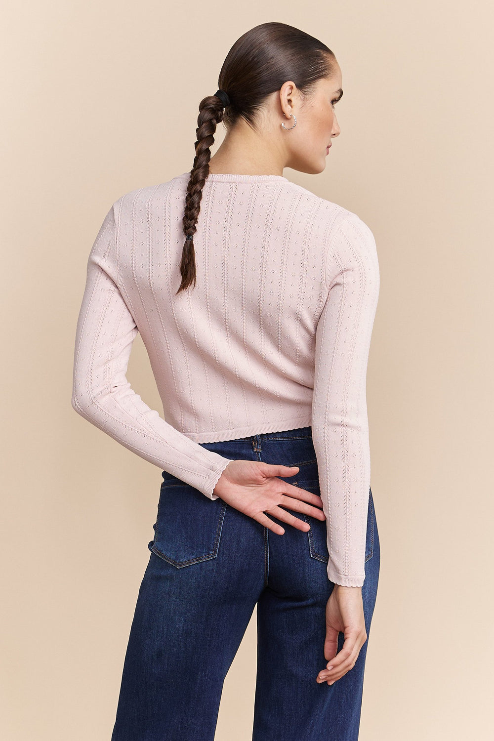Pointelle knit cardigan