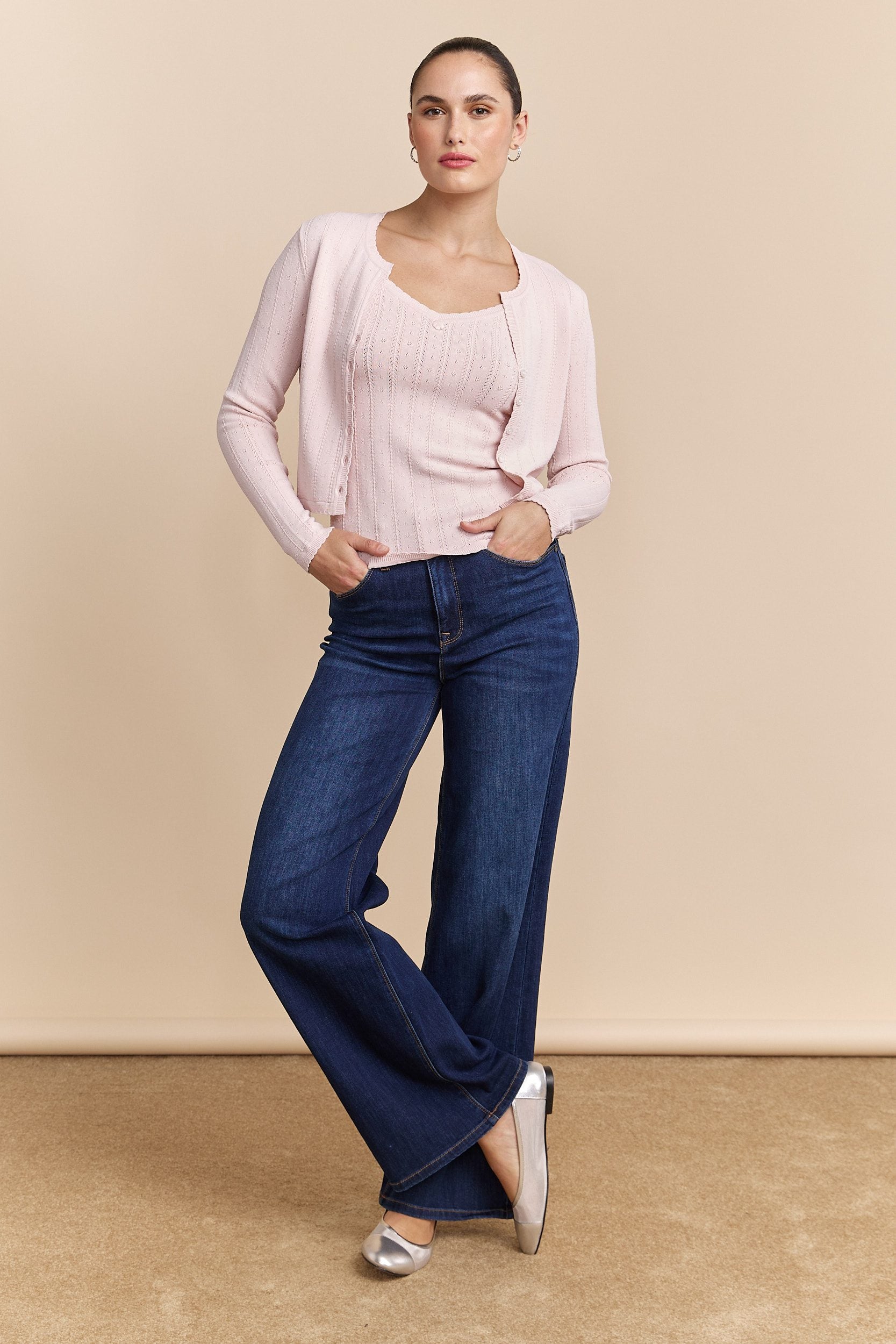 Pointelle knit cardigan