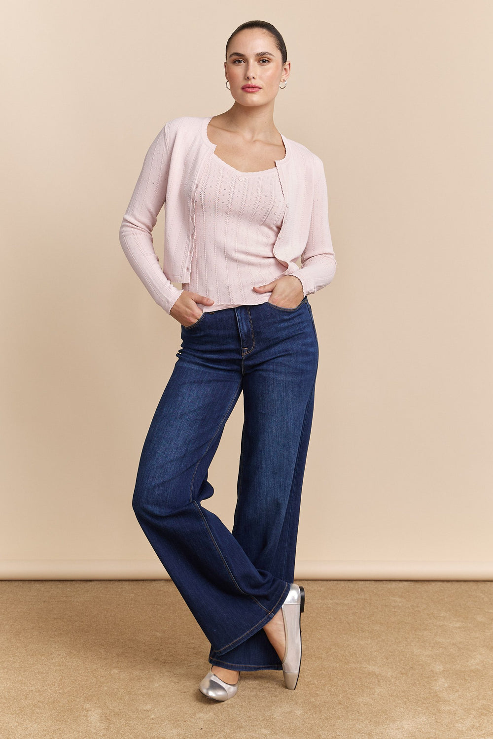 Pointelle knit cardigan