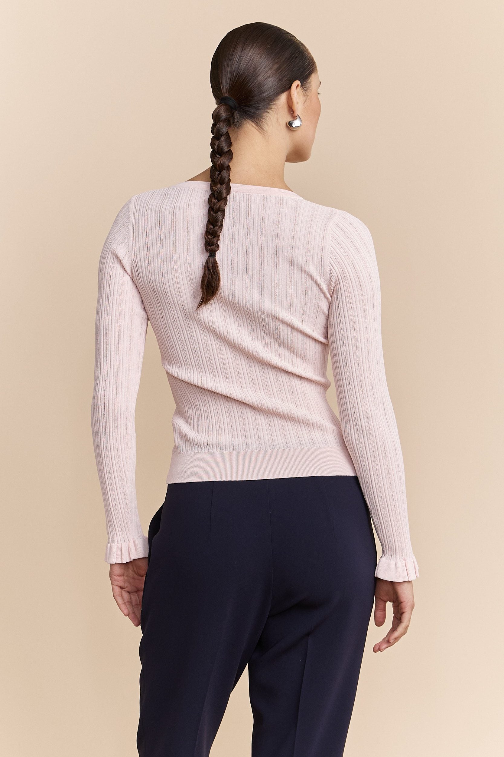 Sweater with ruffle cuffs