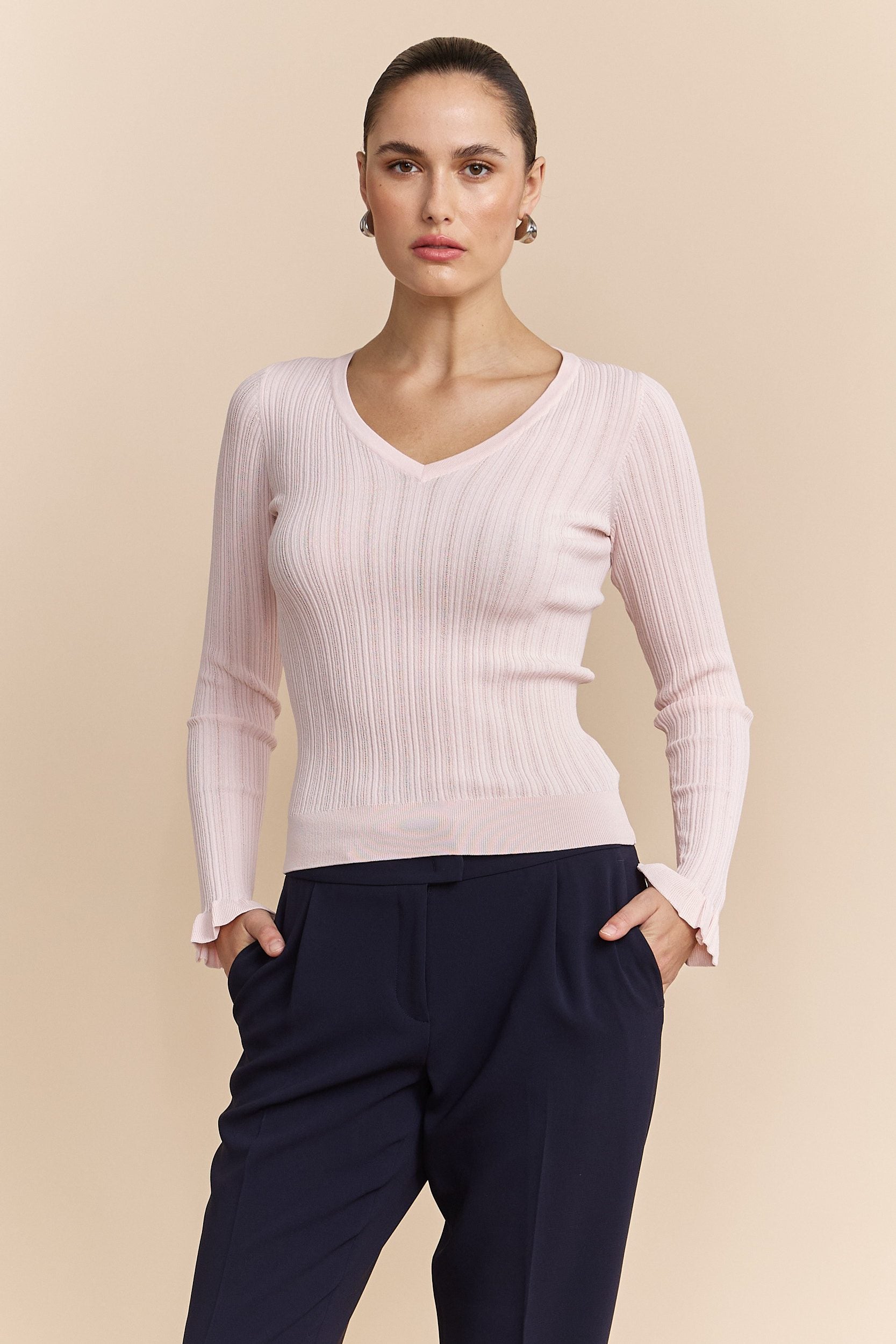 Sweater with ruffle cuffs