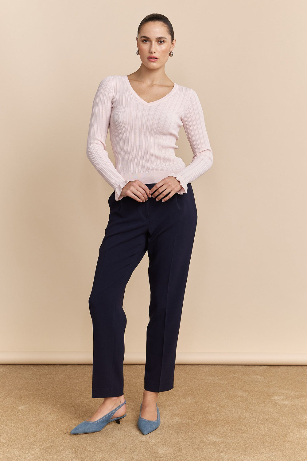 Sweater with ruffle cuffs