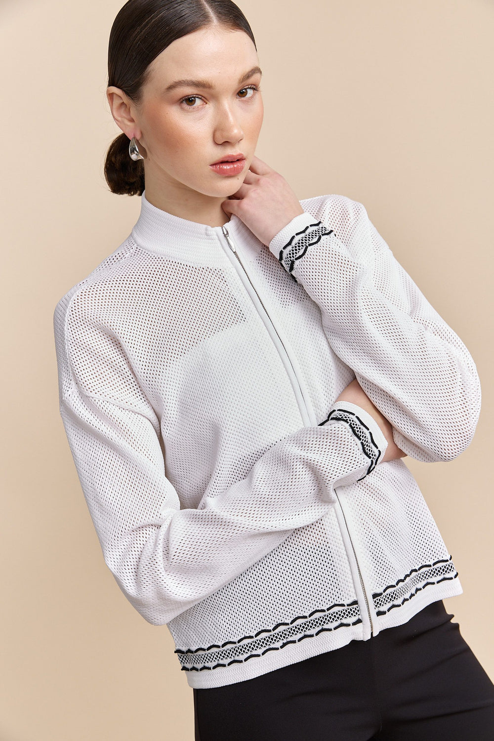 Cardigan en maille filet avec zip