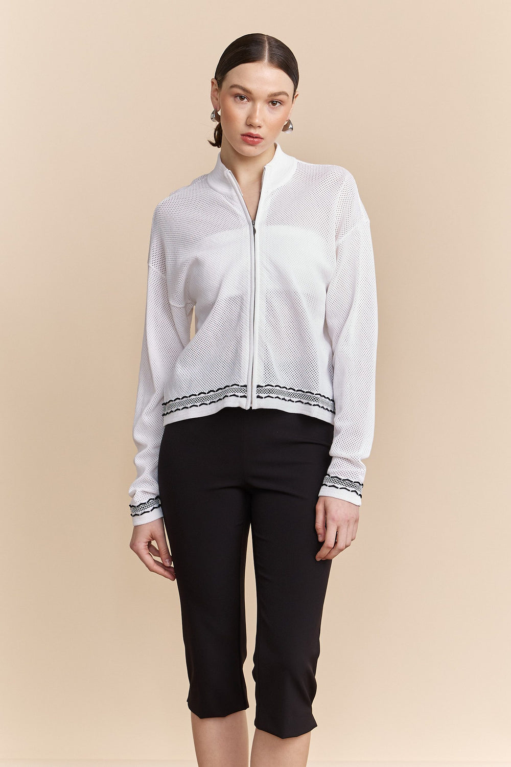 Cardigan en maille filet avec zip