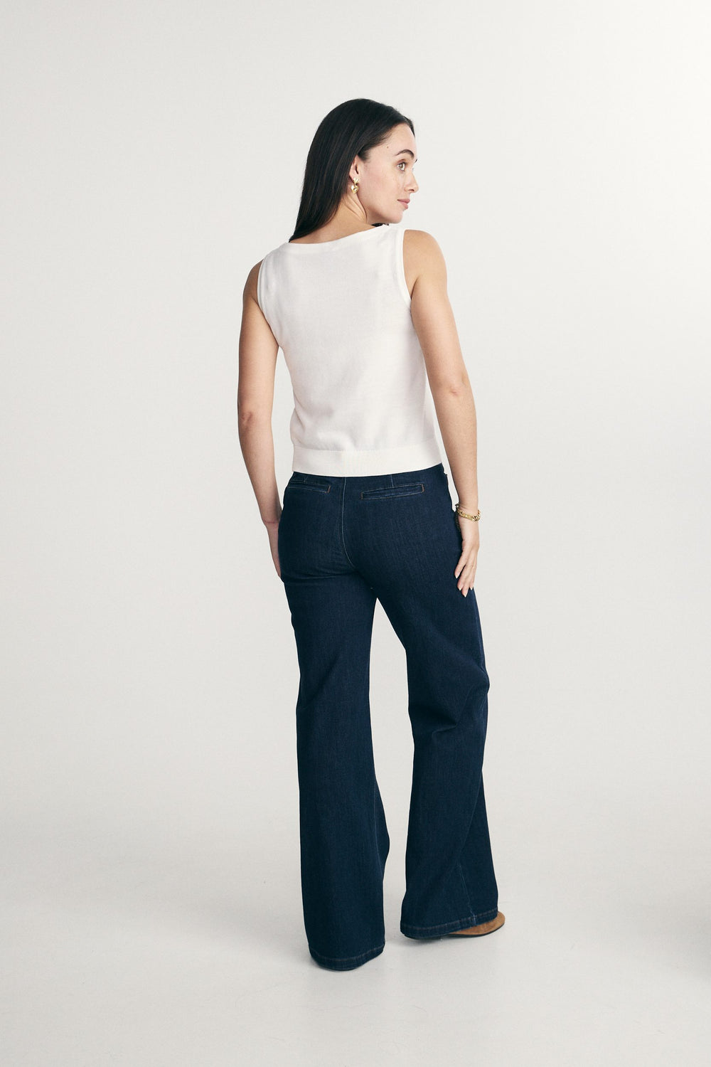 Haut en laine de mérinos à col bateau