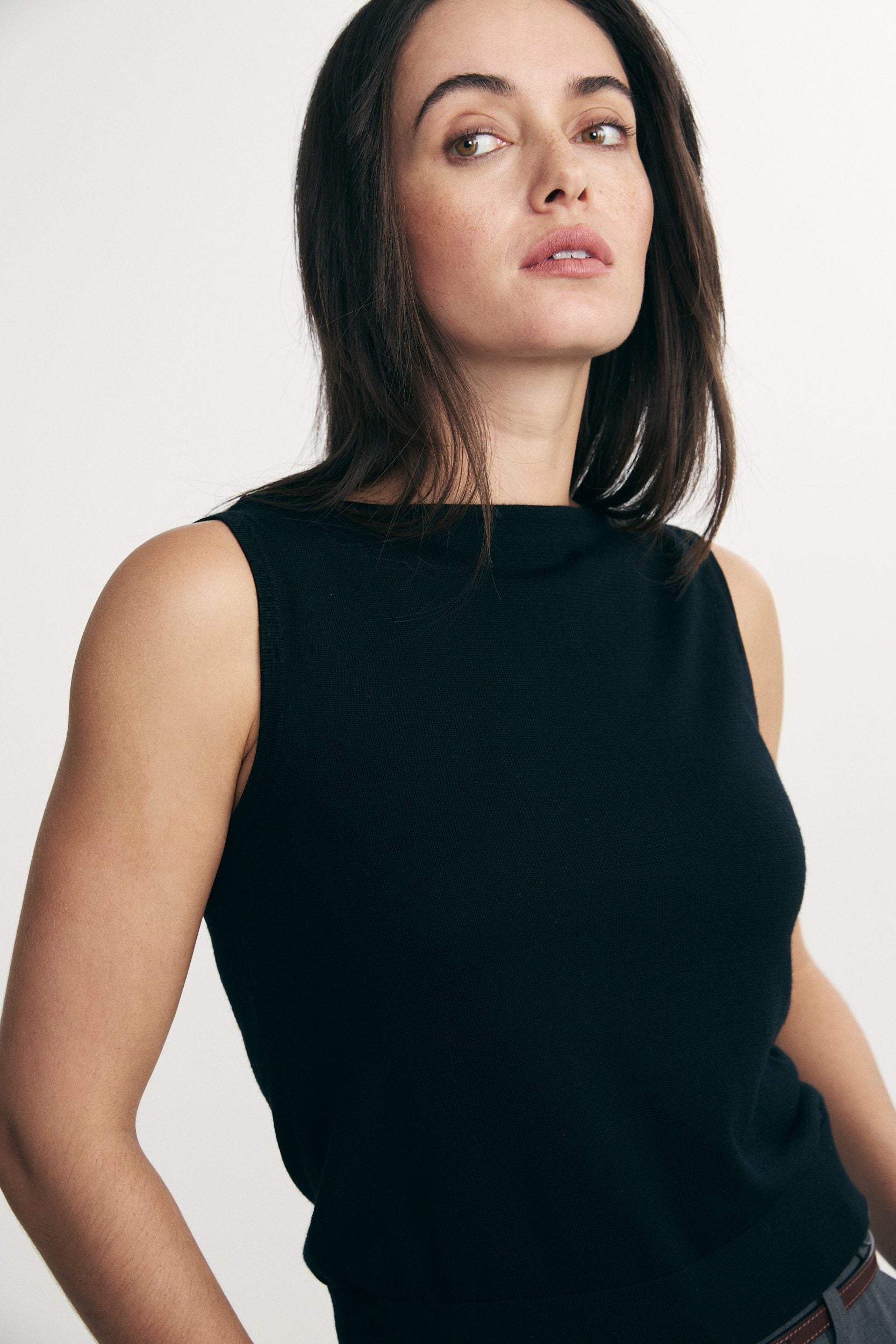 Haut en laine de mérinos à col bateau