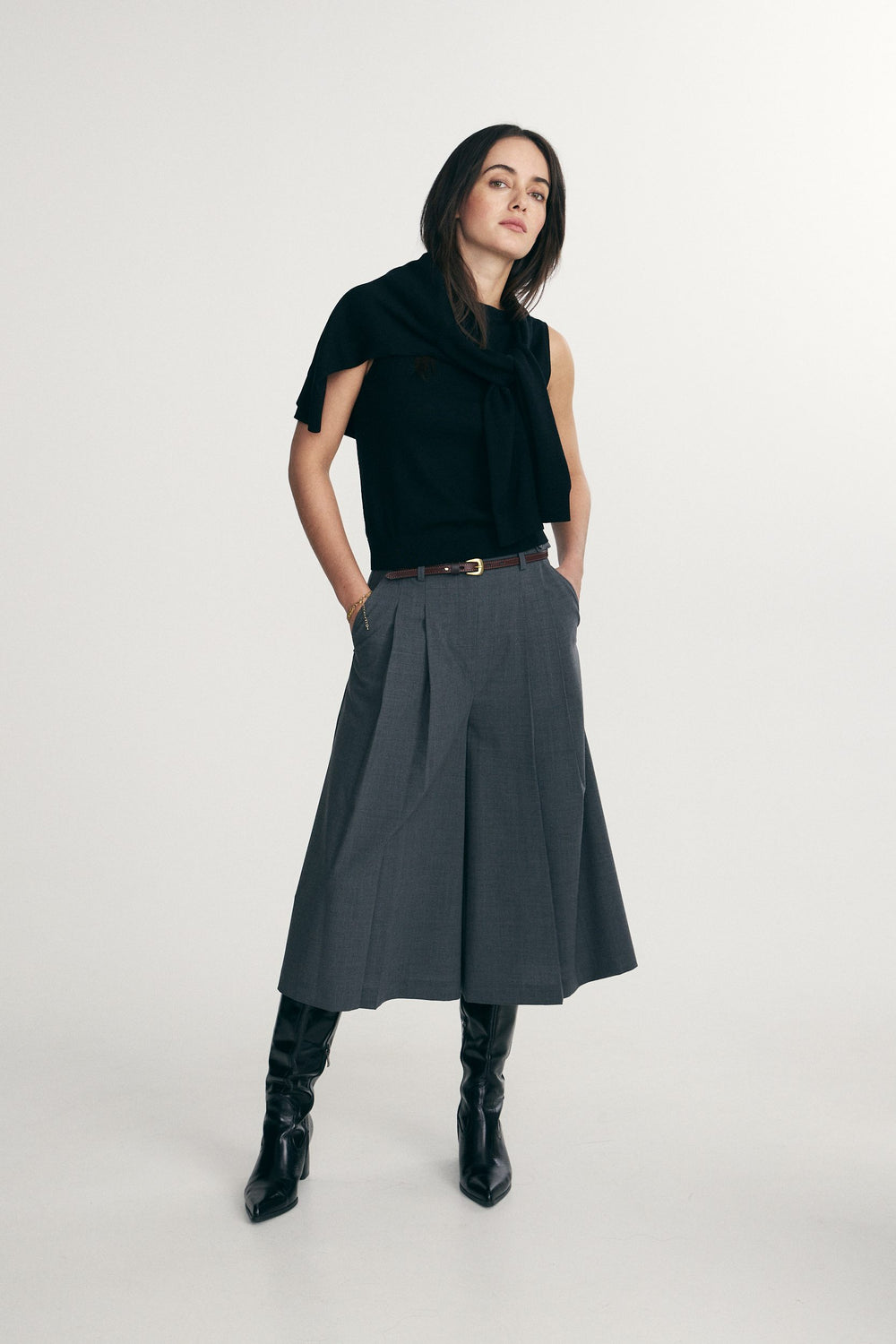 Haut en laine de mérinos à col bateau