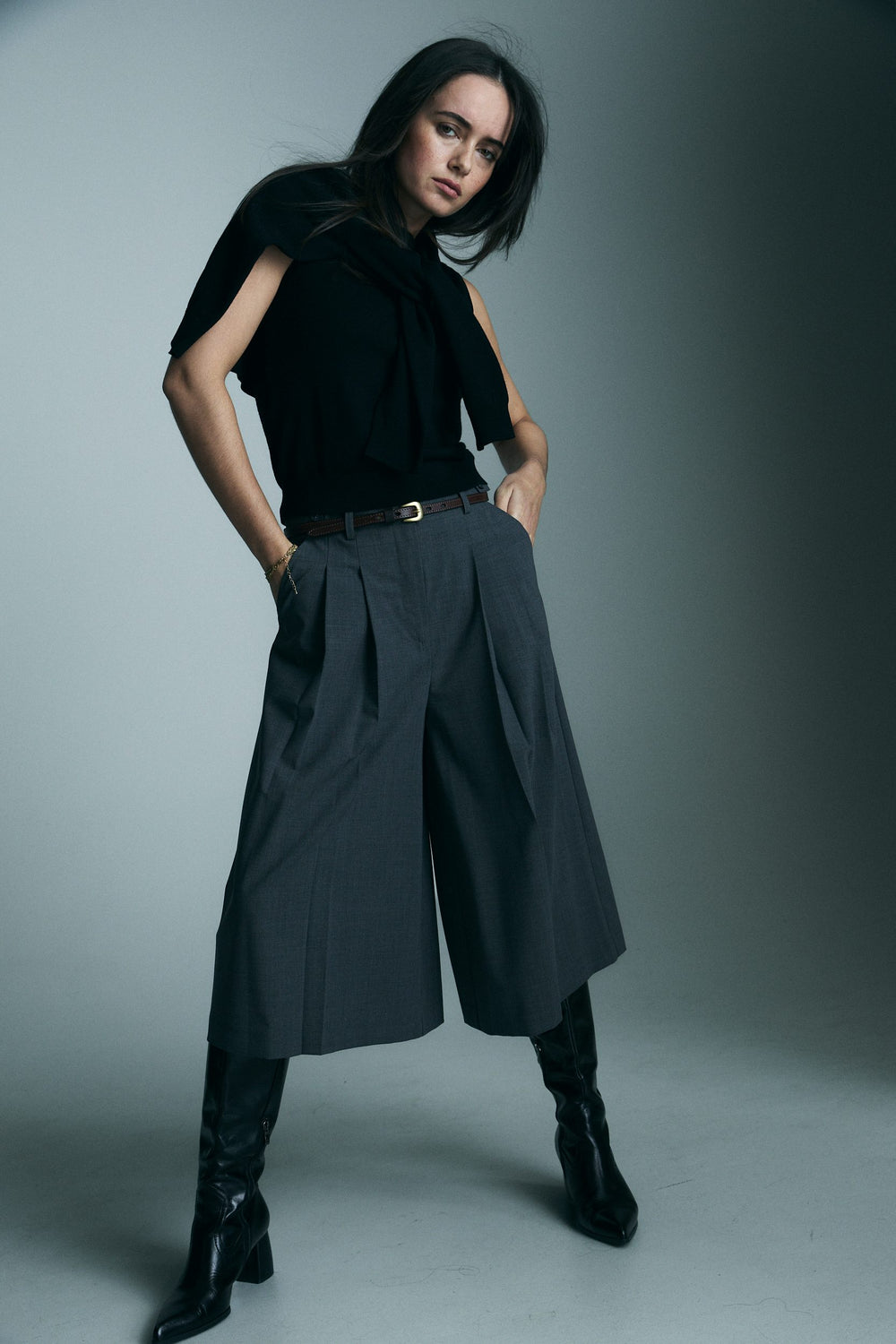 Haut en laine de mérinos à col bateau