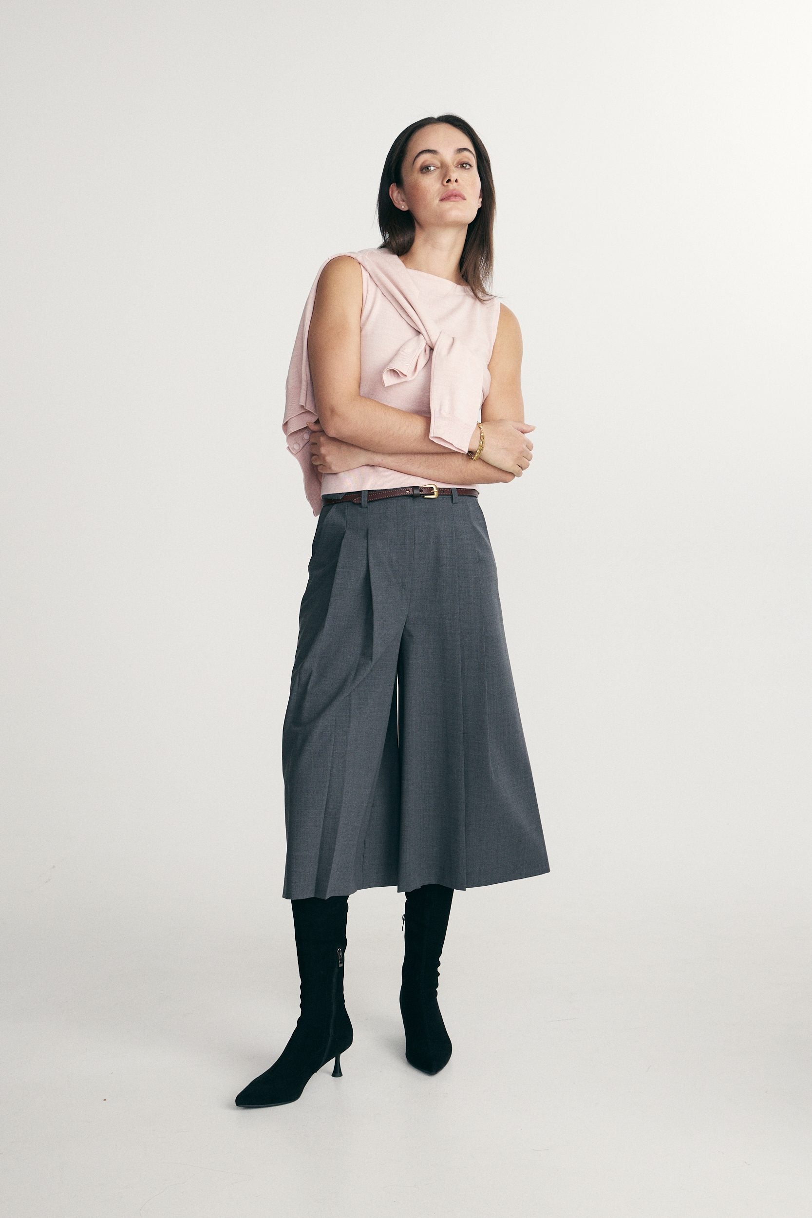 Haut en laine de mérinos à col bateau