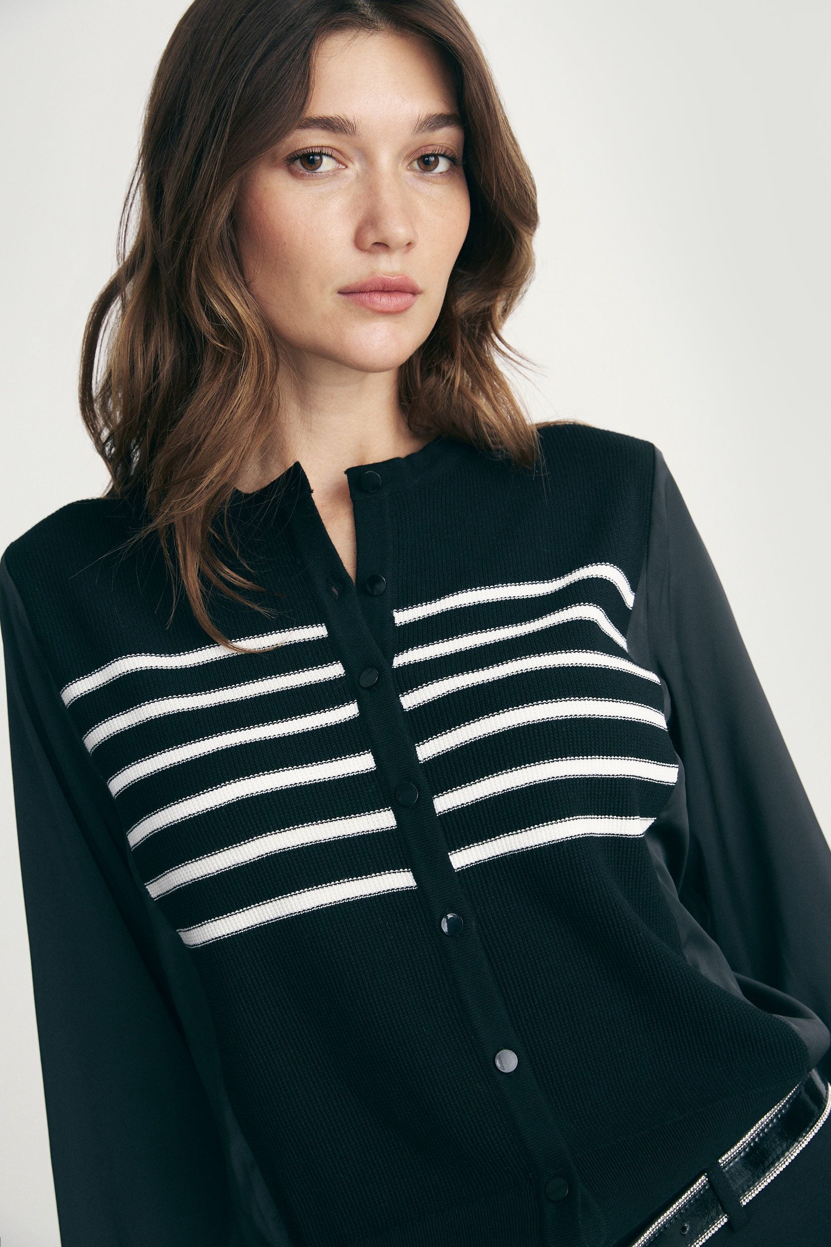 Cardigan with satin sleeves