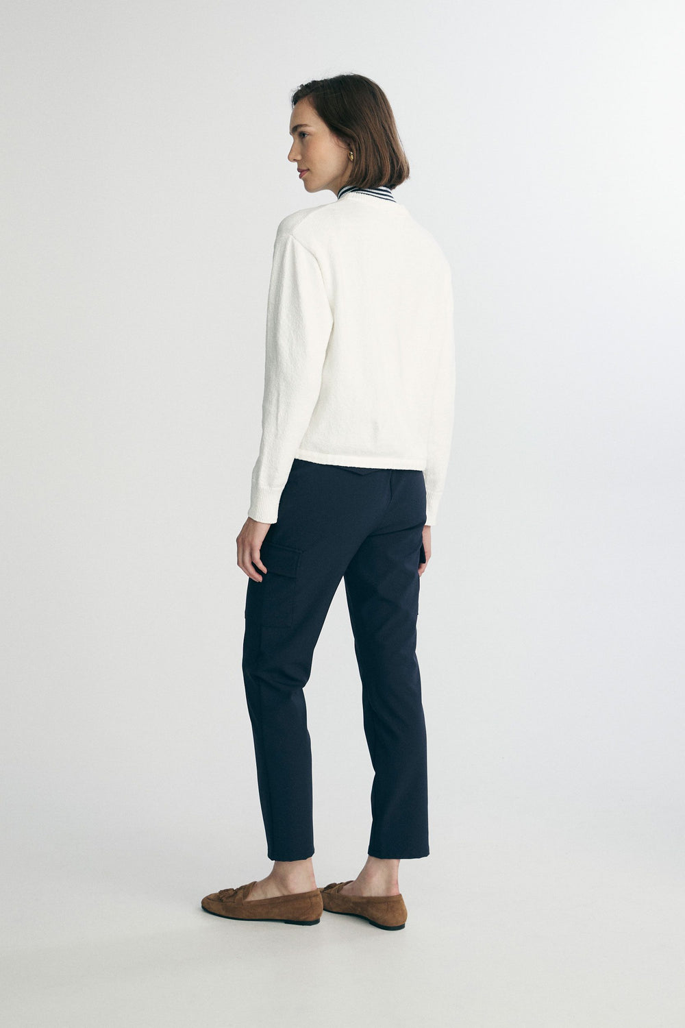 Textured sweater with drawstring