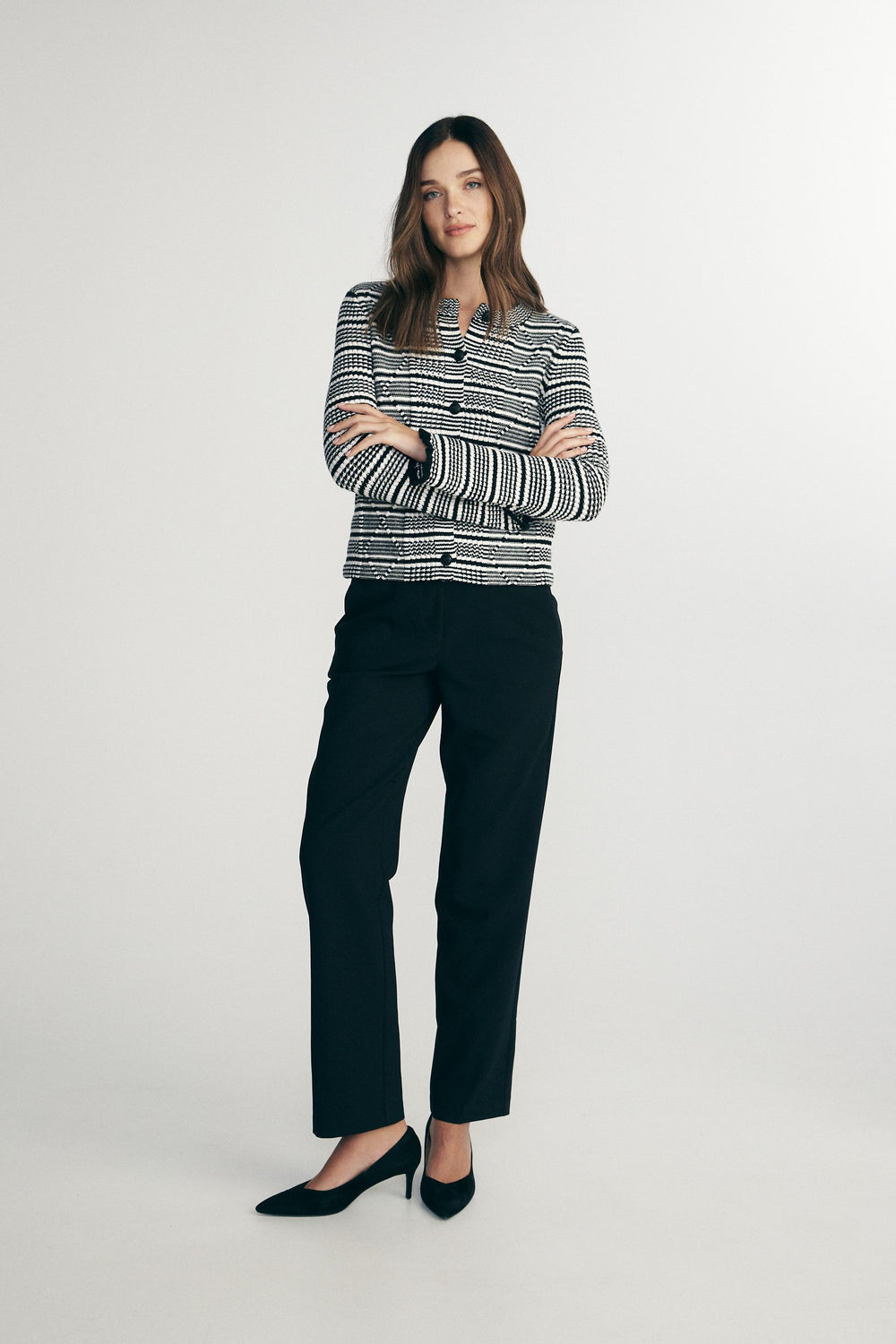 Cardigan rayé en maille texturée