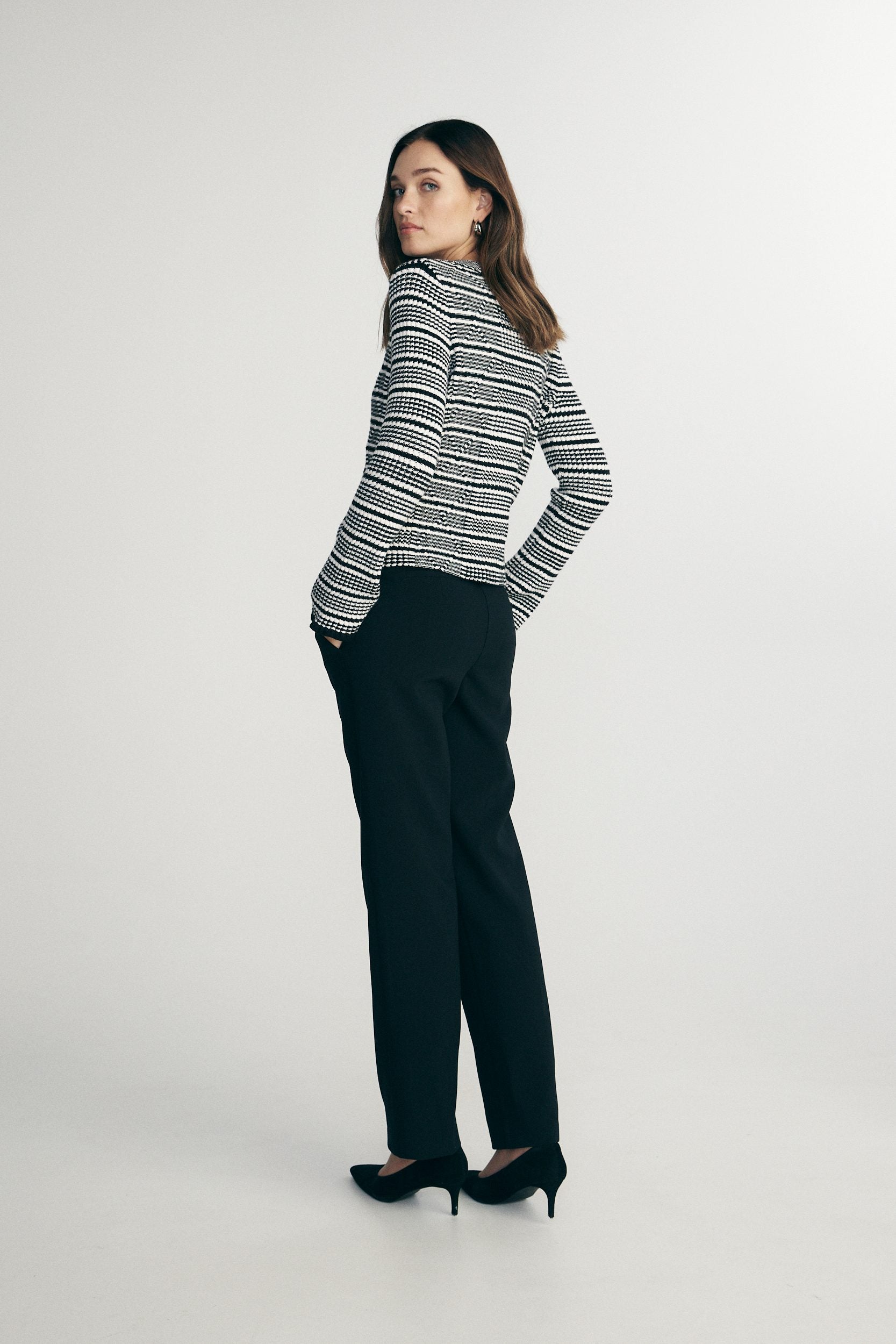 Cardigan rayé en maille texturée