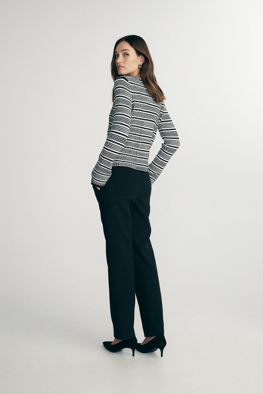 Cardigan rayé en maille texturée