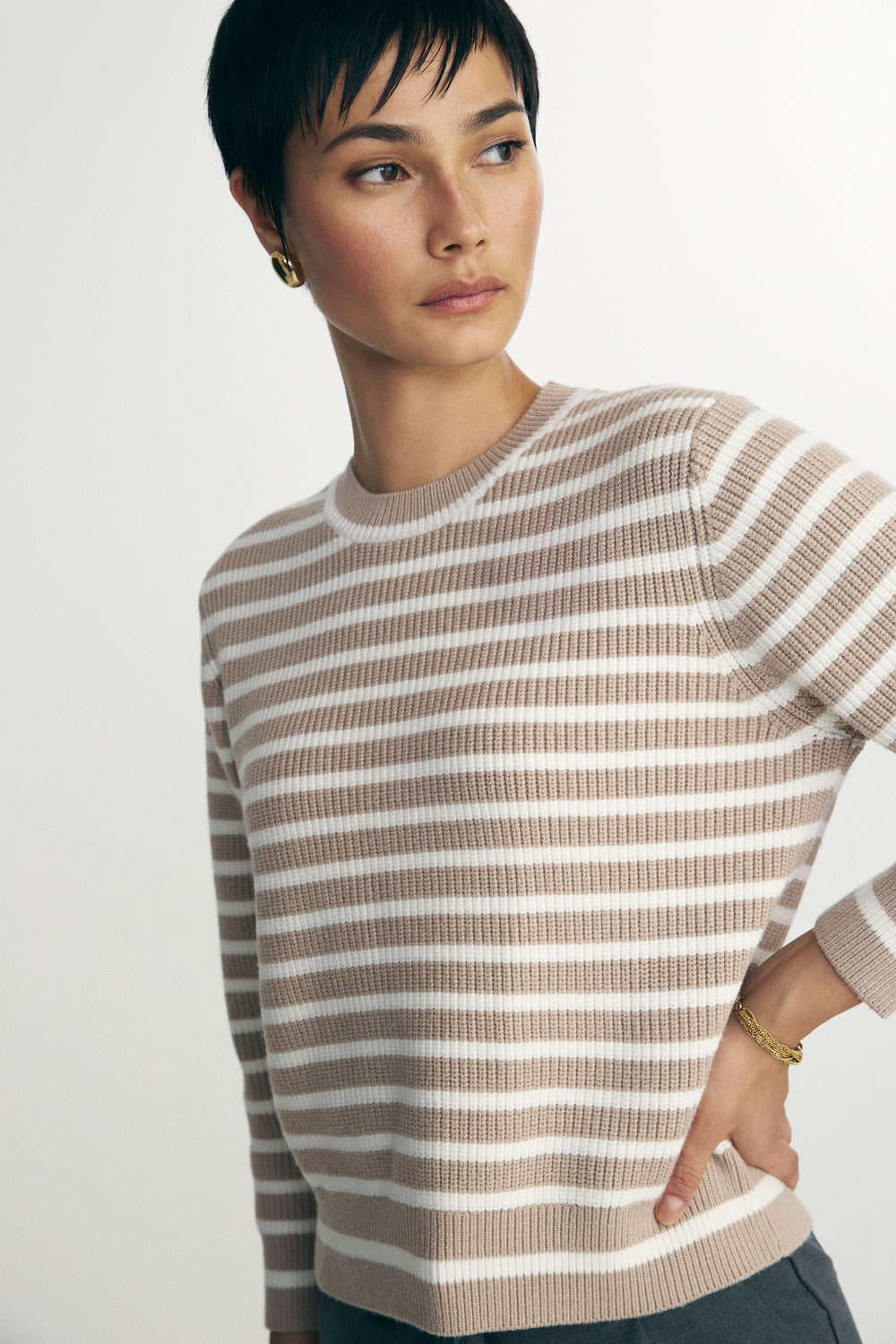 Striped crew neck sweater