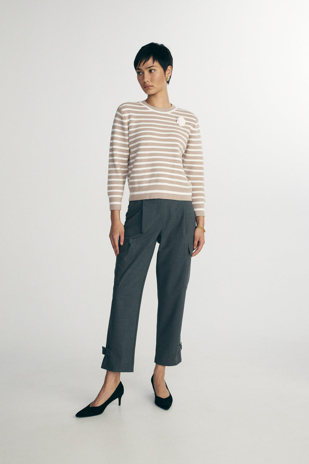 Striped crew neck sweater