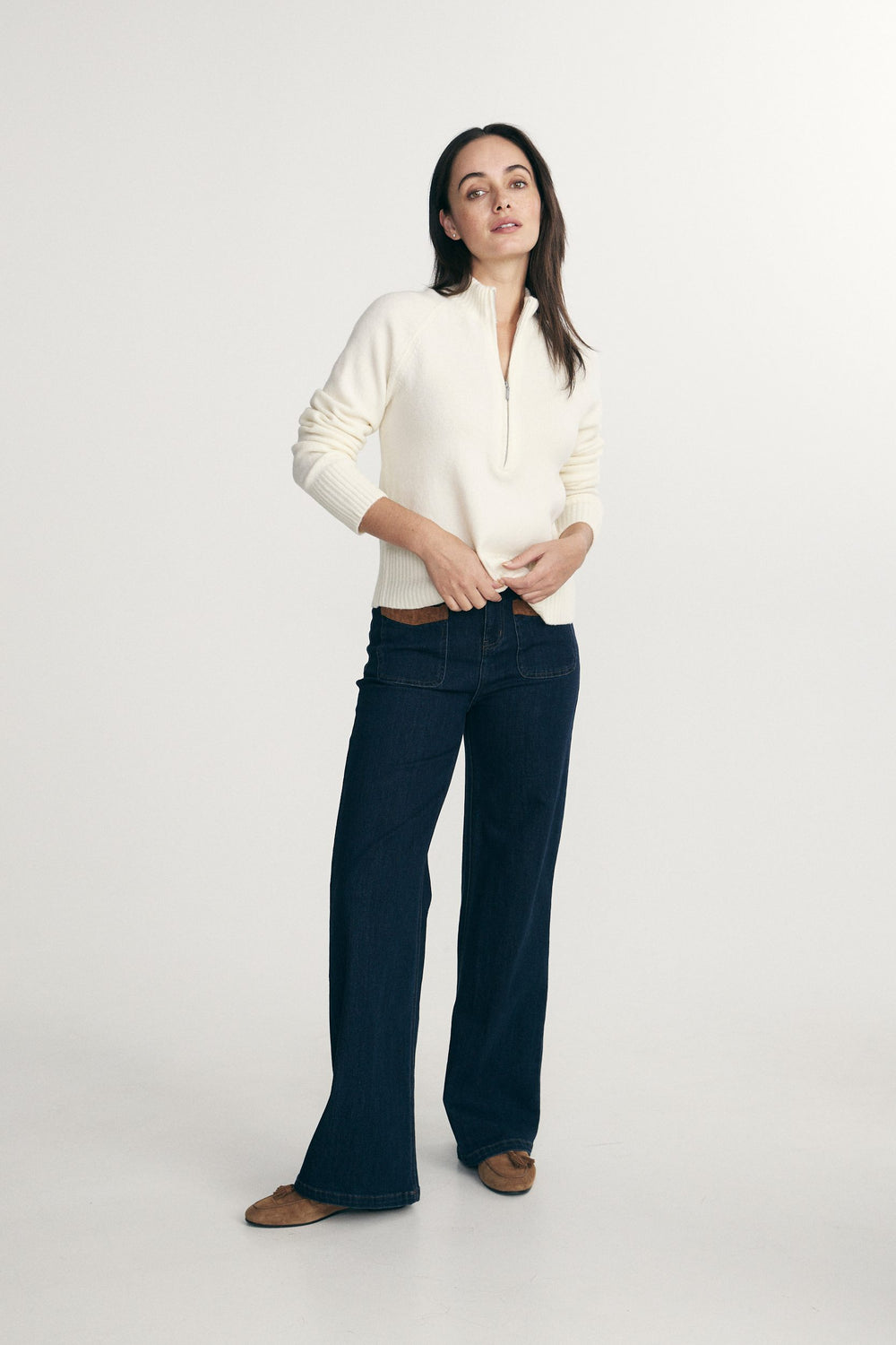 Half-zipped mock neck sweater