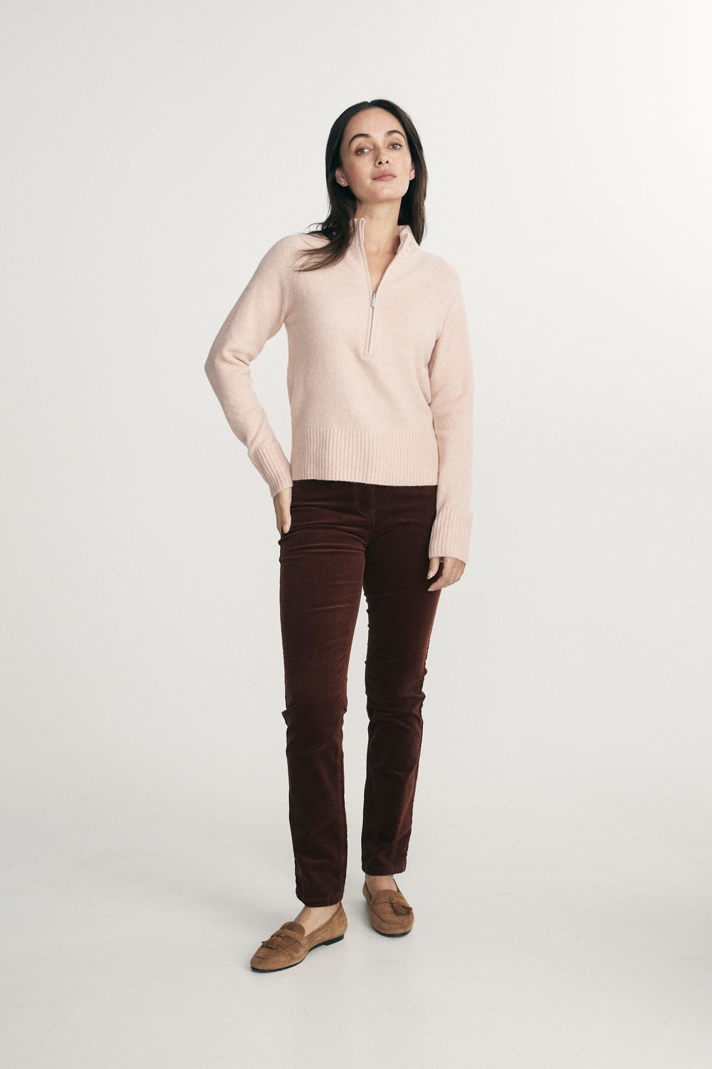 Half-zipped mock neck sweater