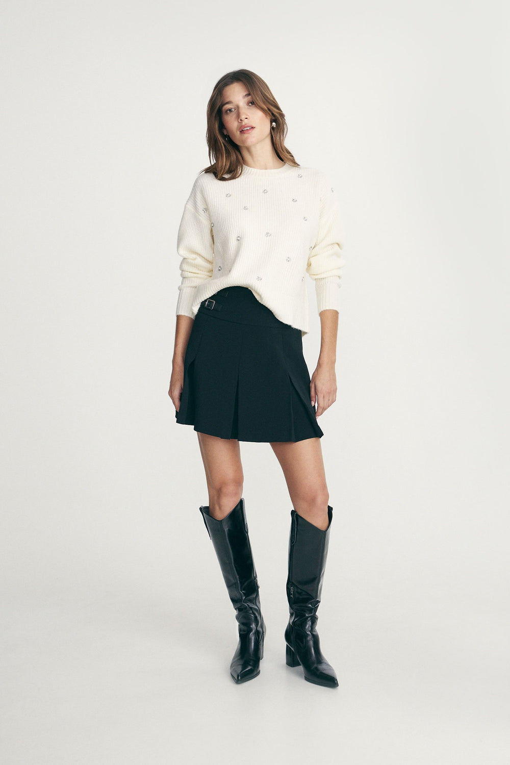 Embellished sweater with rhinestones