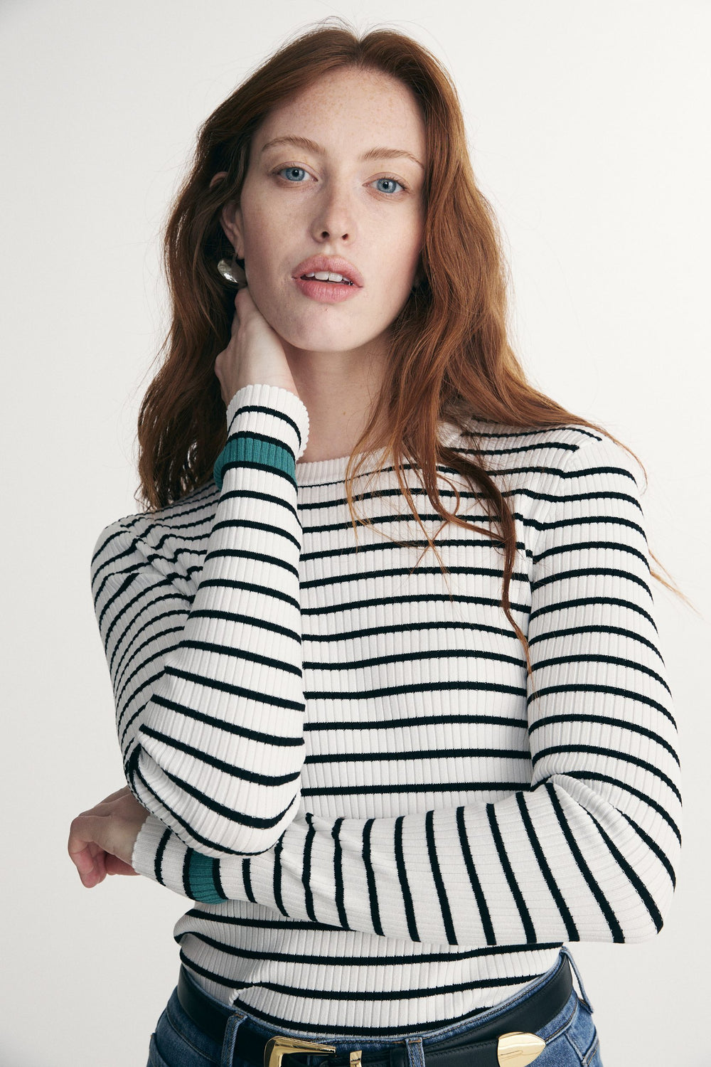 Striped rib sweater