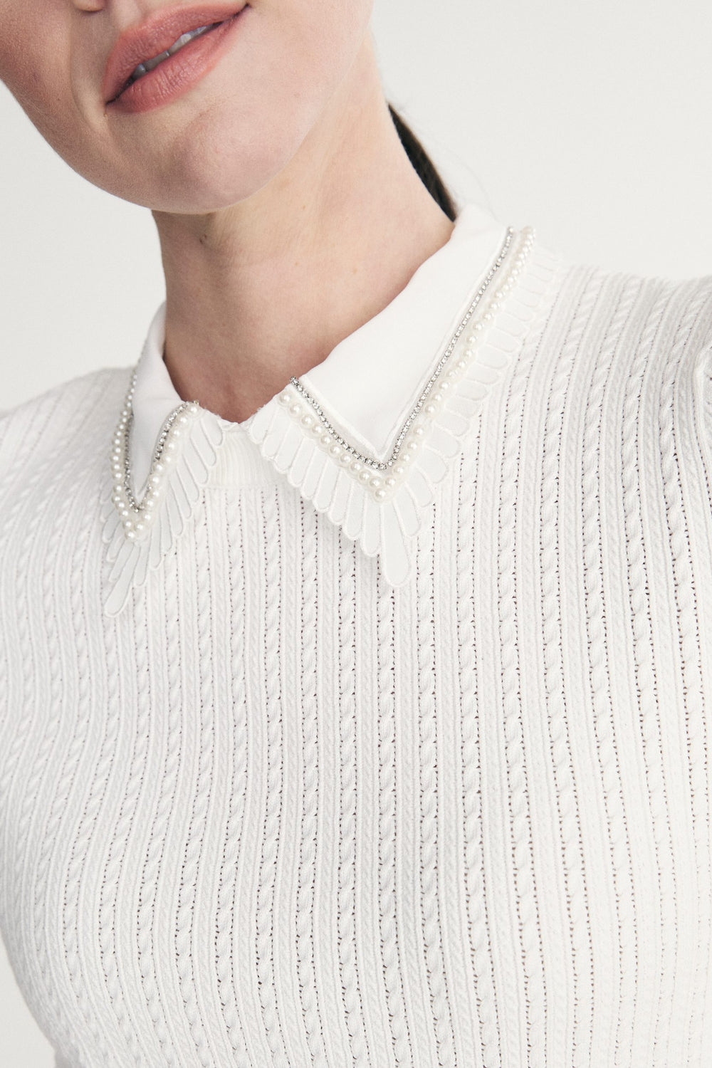 Polo en maille texturé et col amovible