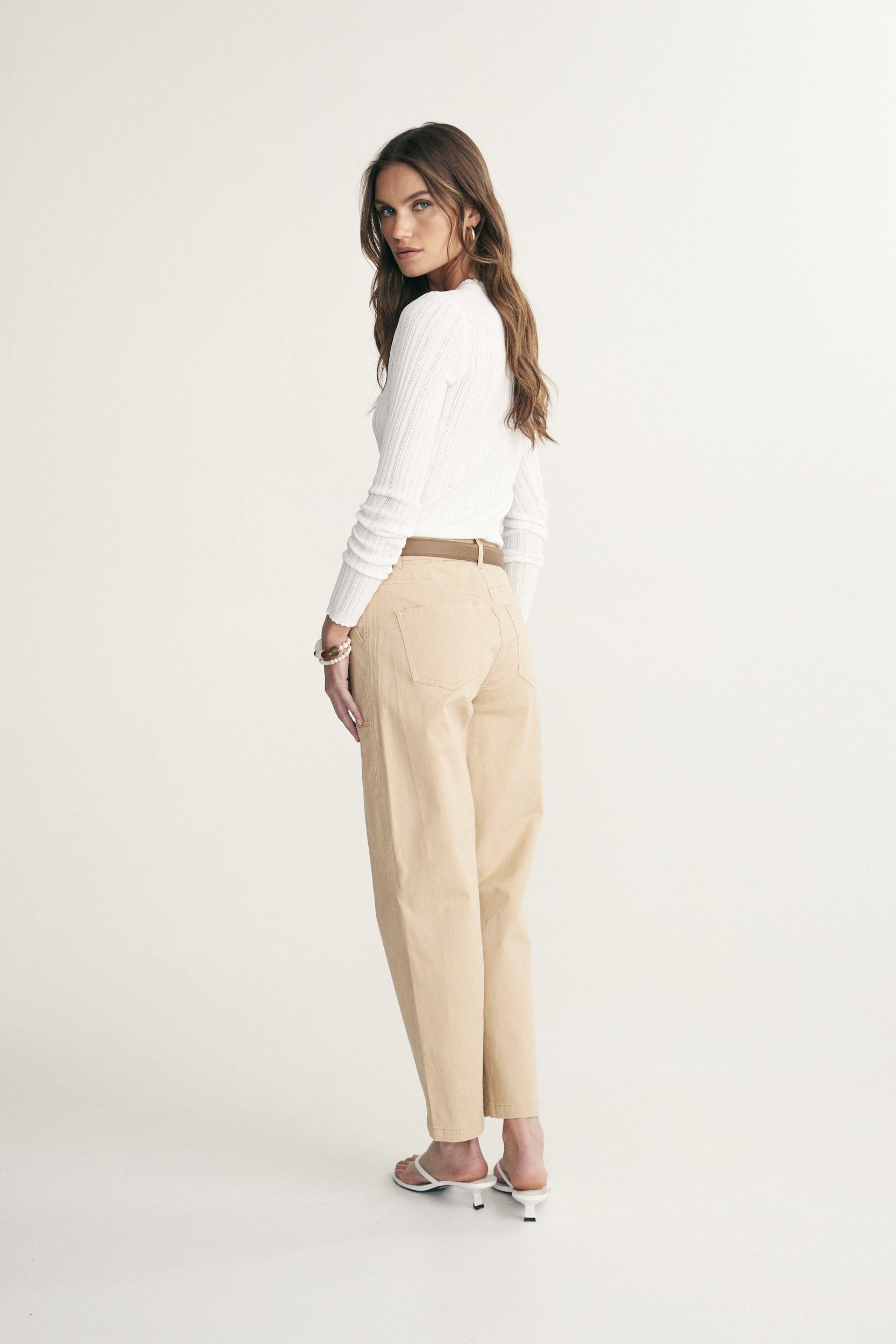 Lace neck rib sweater