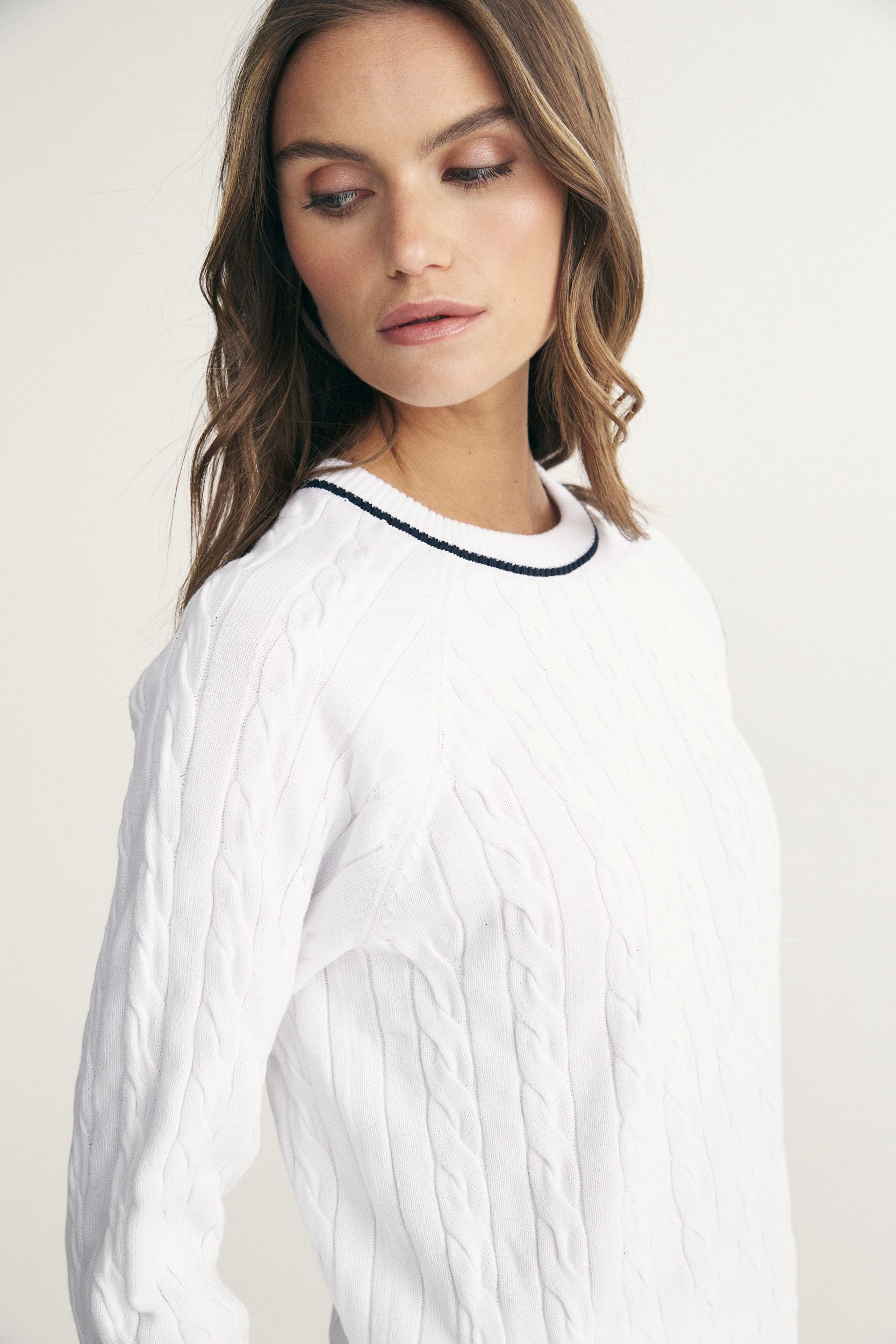 Chandail col rond à câbles