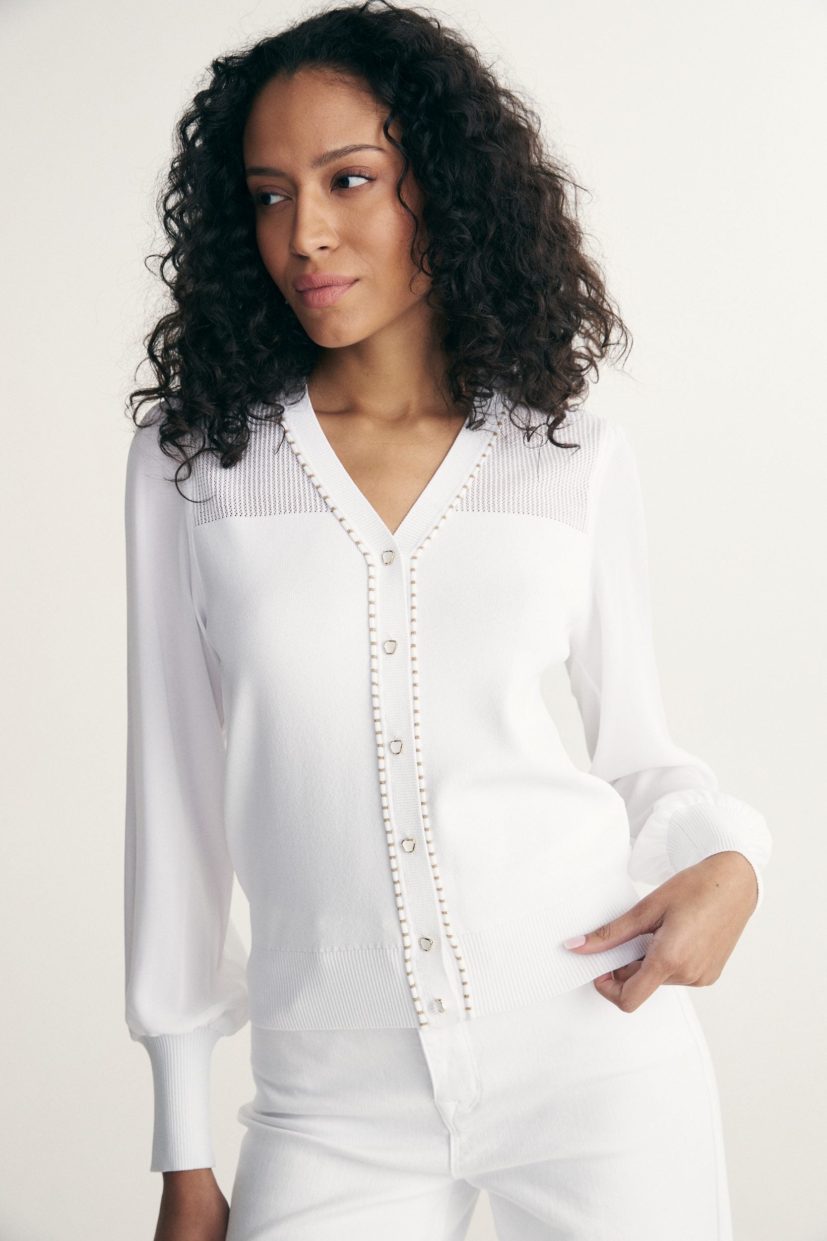 Combo sleeve cardigan