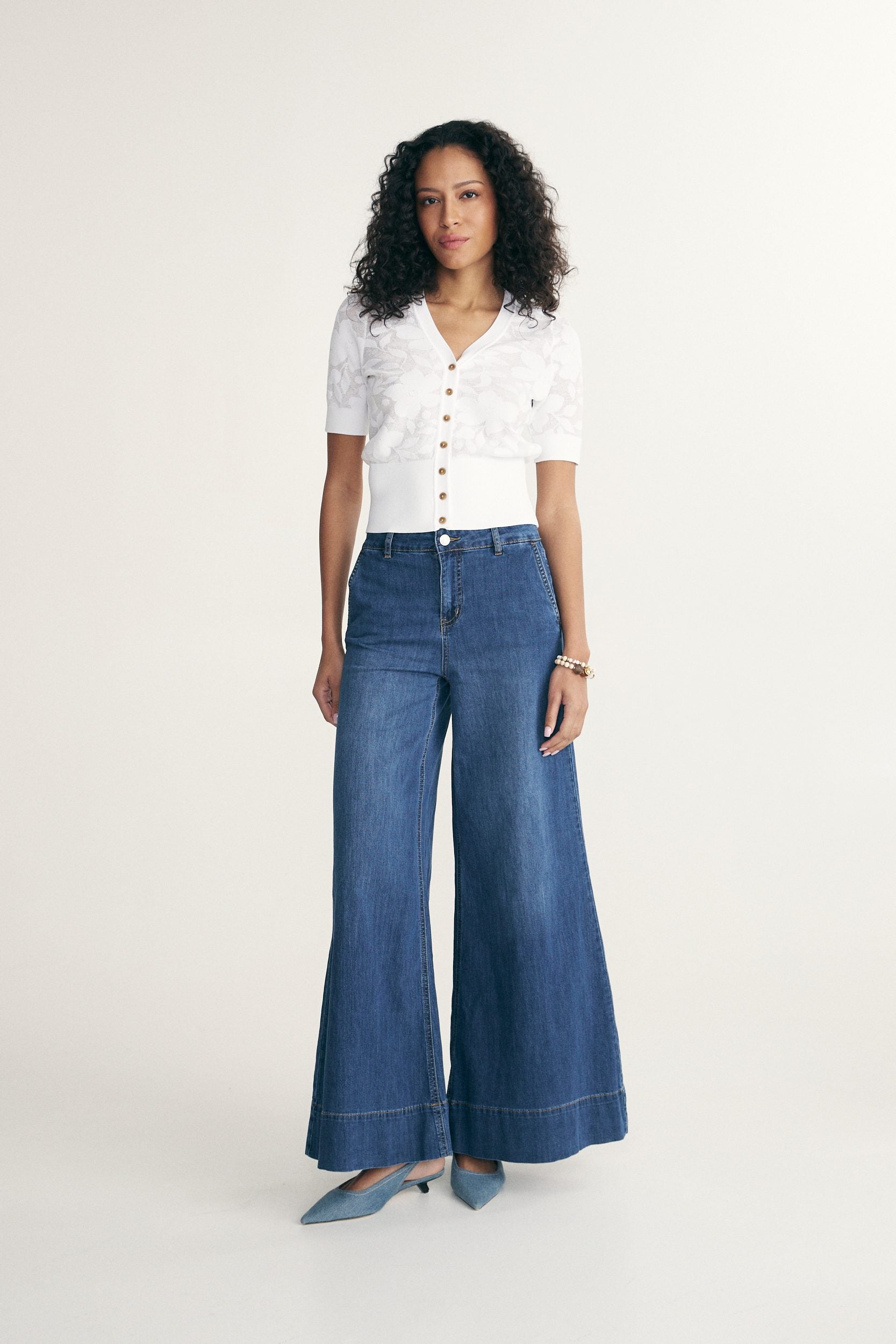 Cardigan court en jacquard floral