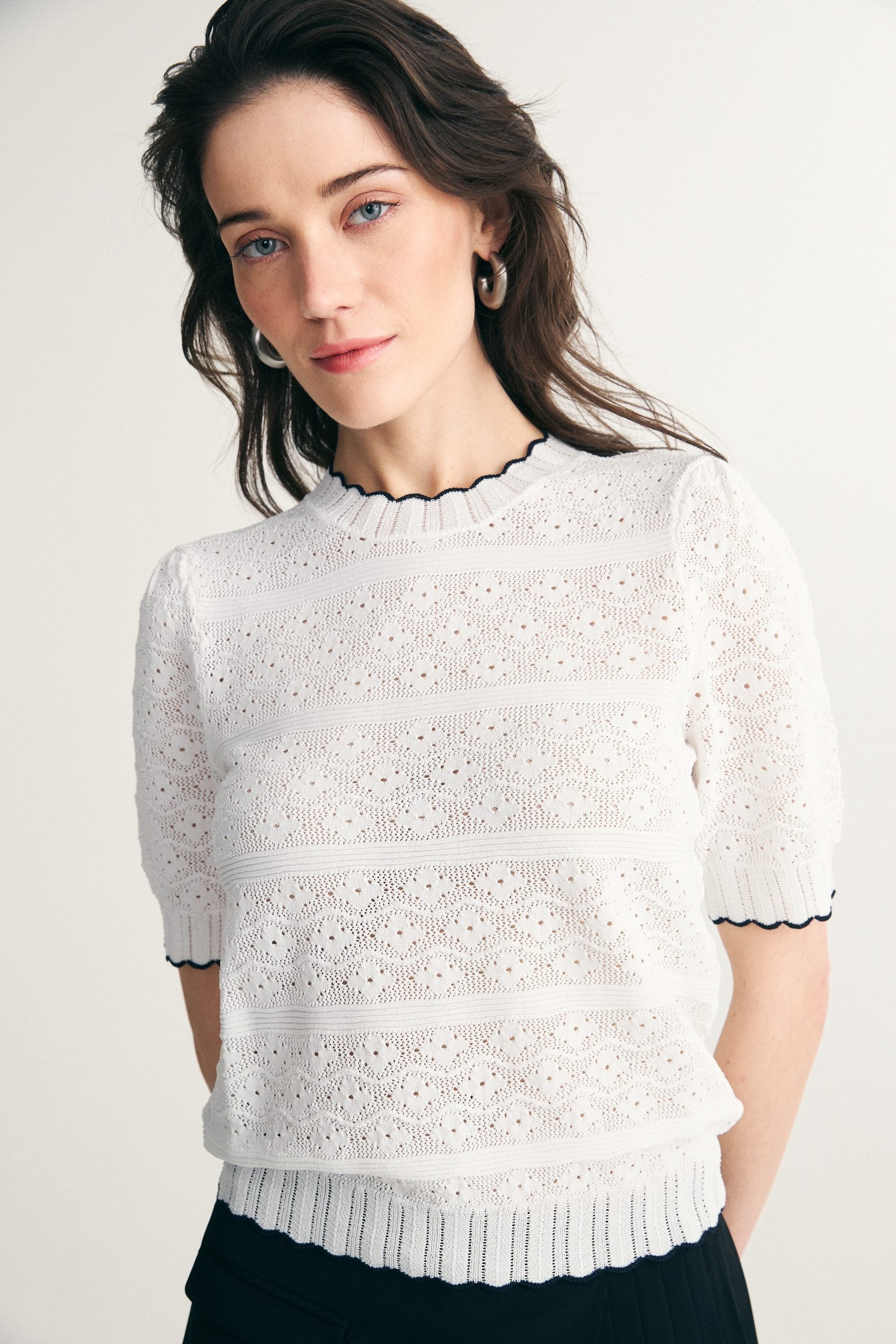 Floral open stitch sweater