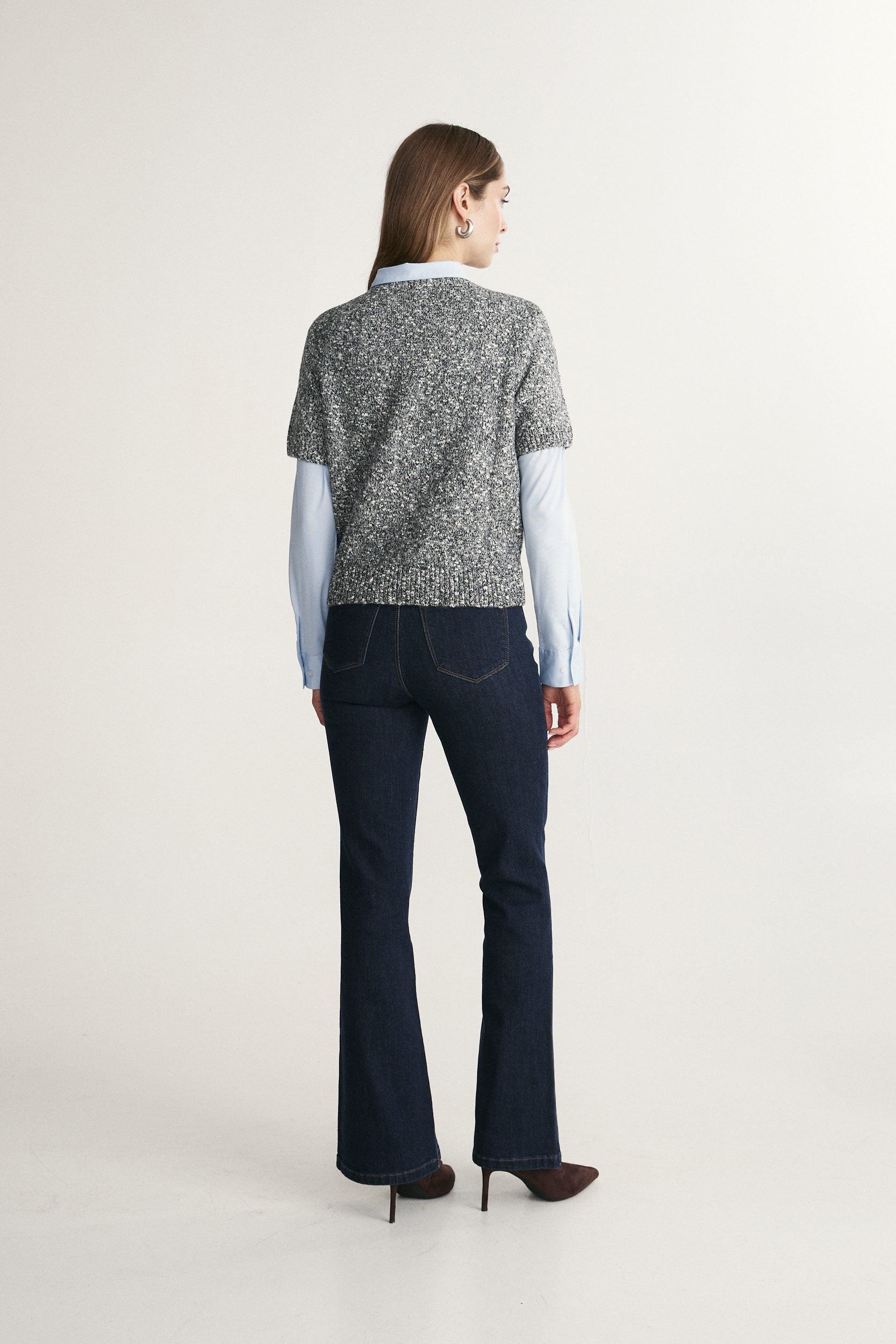 Crew neck boucle sweater